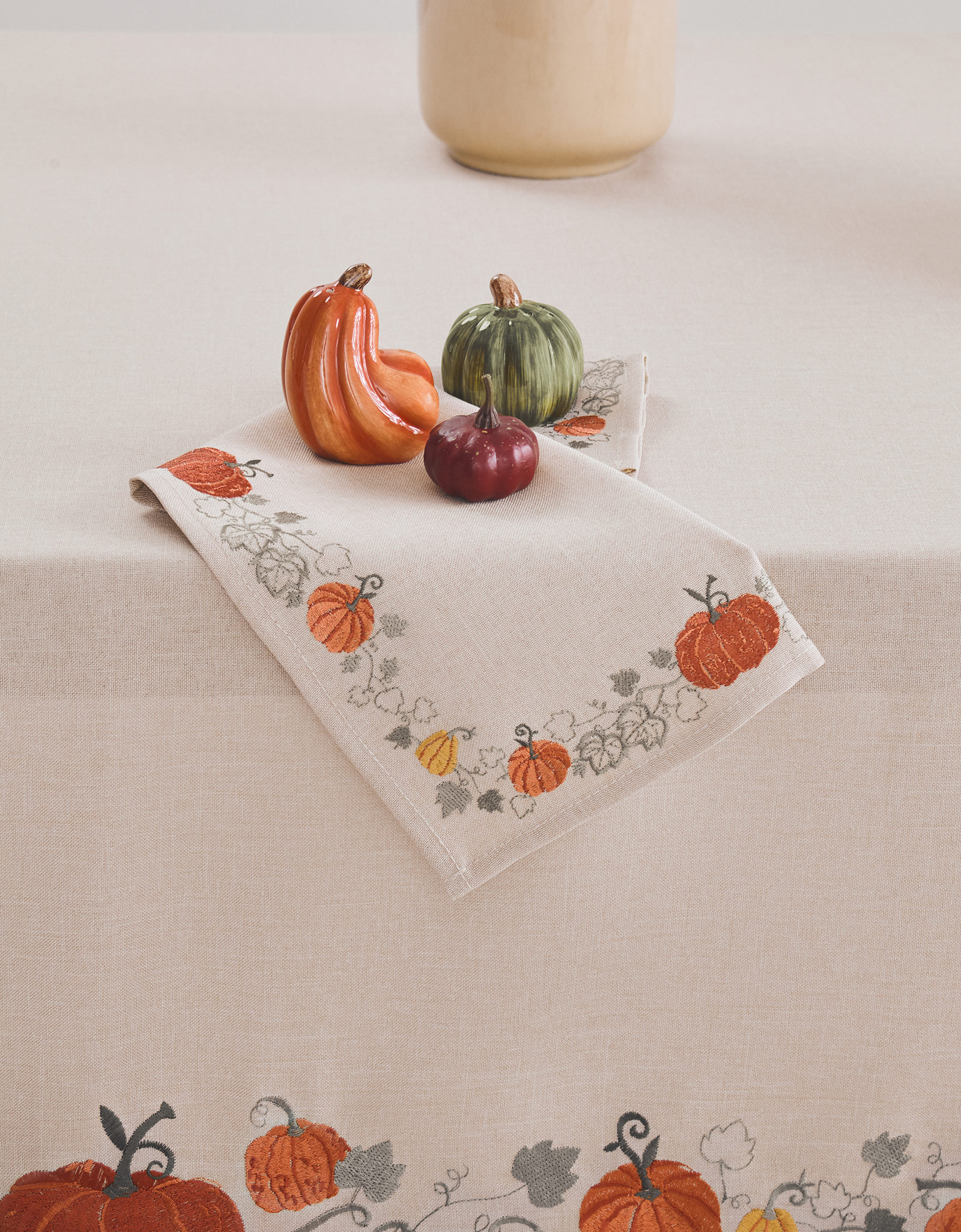 Скатерть, 160х160 см, полиэстер, бежевая, Тыквы, Colorful gourds, image-5
