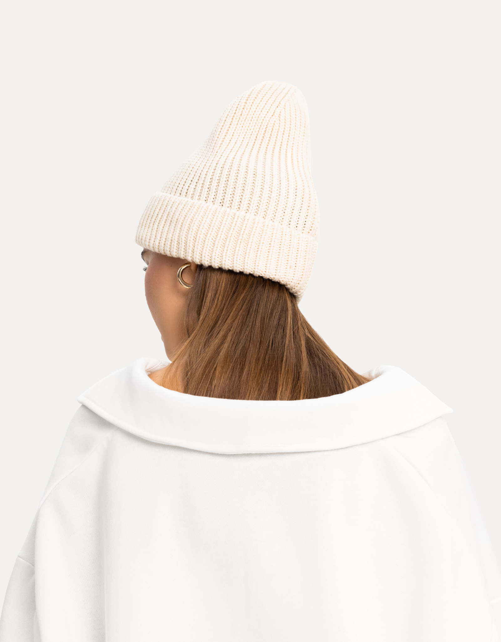 Шапка женская, единый размер, акрил, бежевая, Knitting, image-4