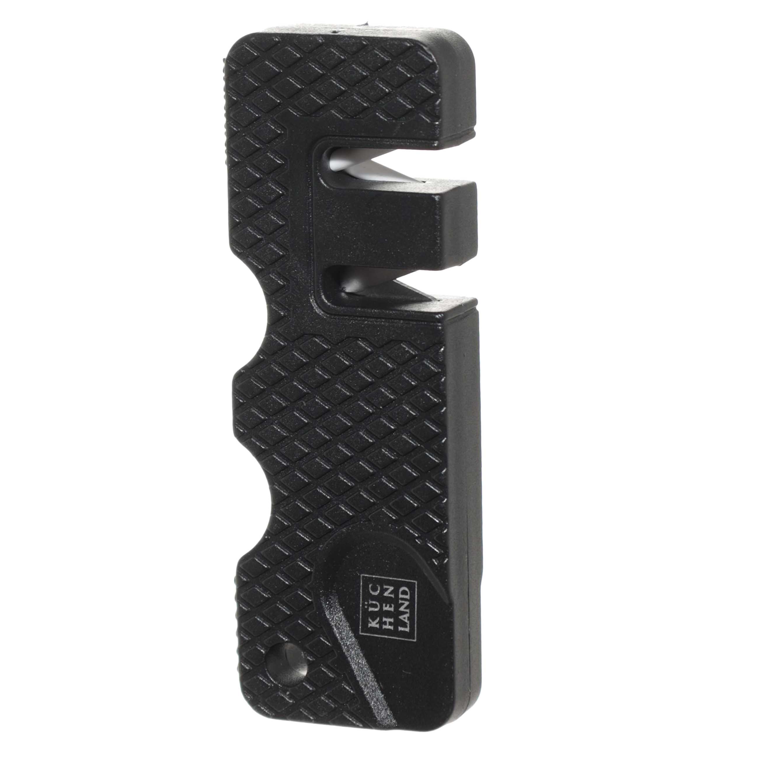 Точило для ножей, 9 см, два этапа заточки, пластик/керамика, черное, Extra-light black, image-1