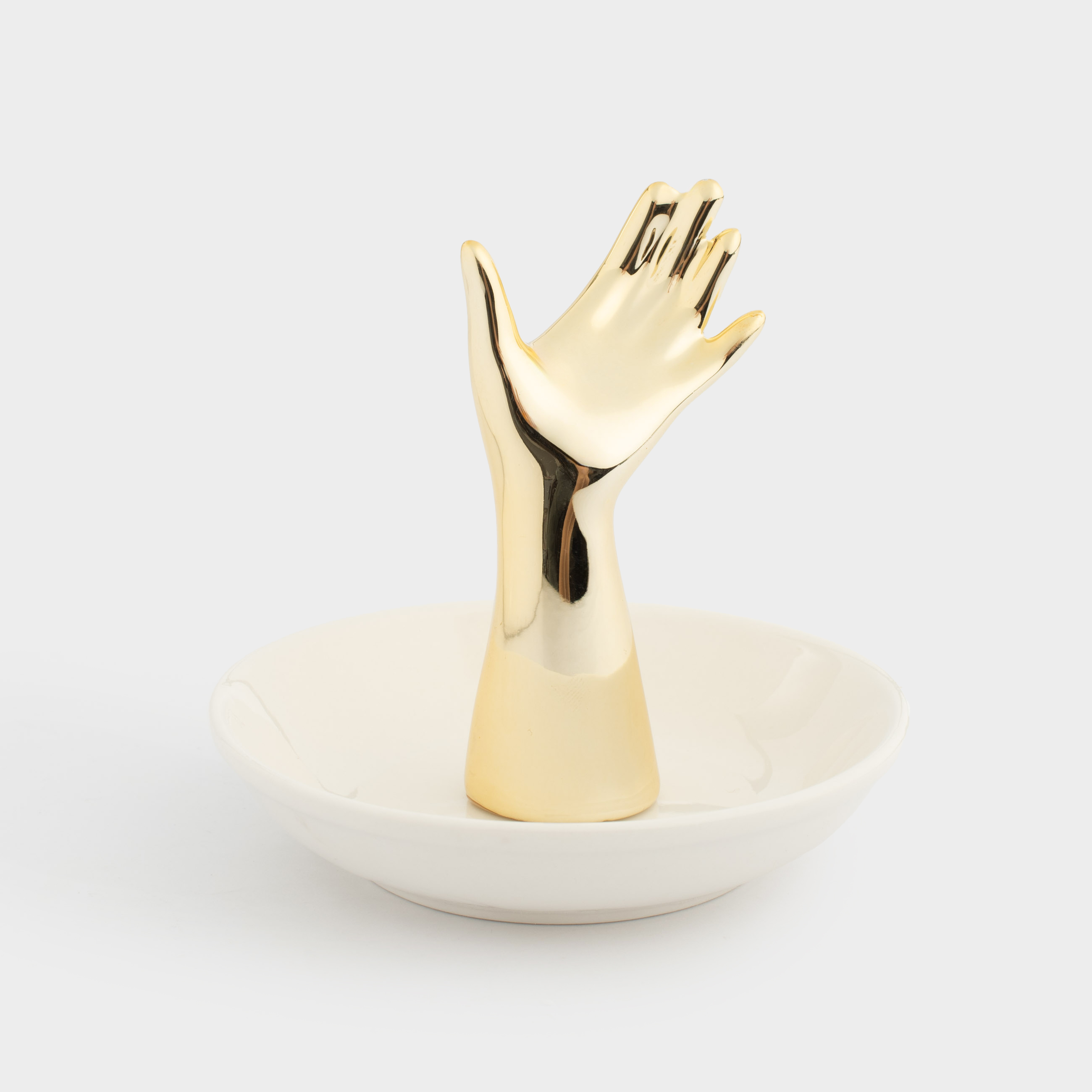 Держатель для украшений, 10 см, керамика, бело-золотистый, Рука, Hand, image-0