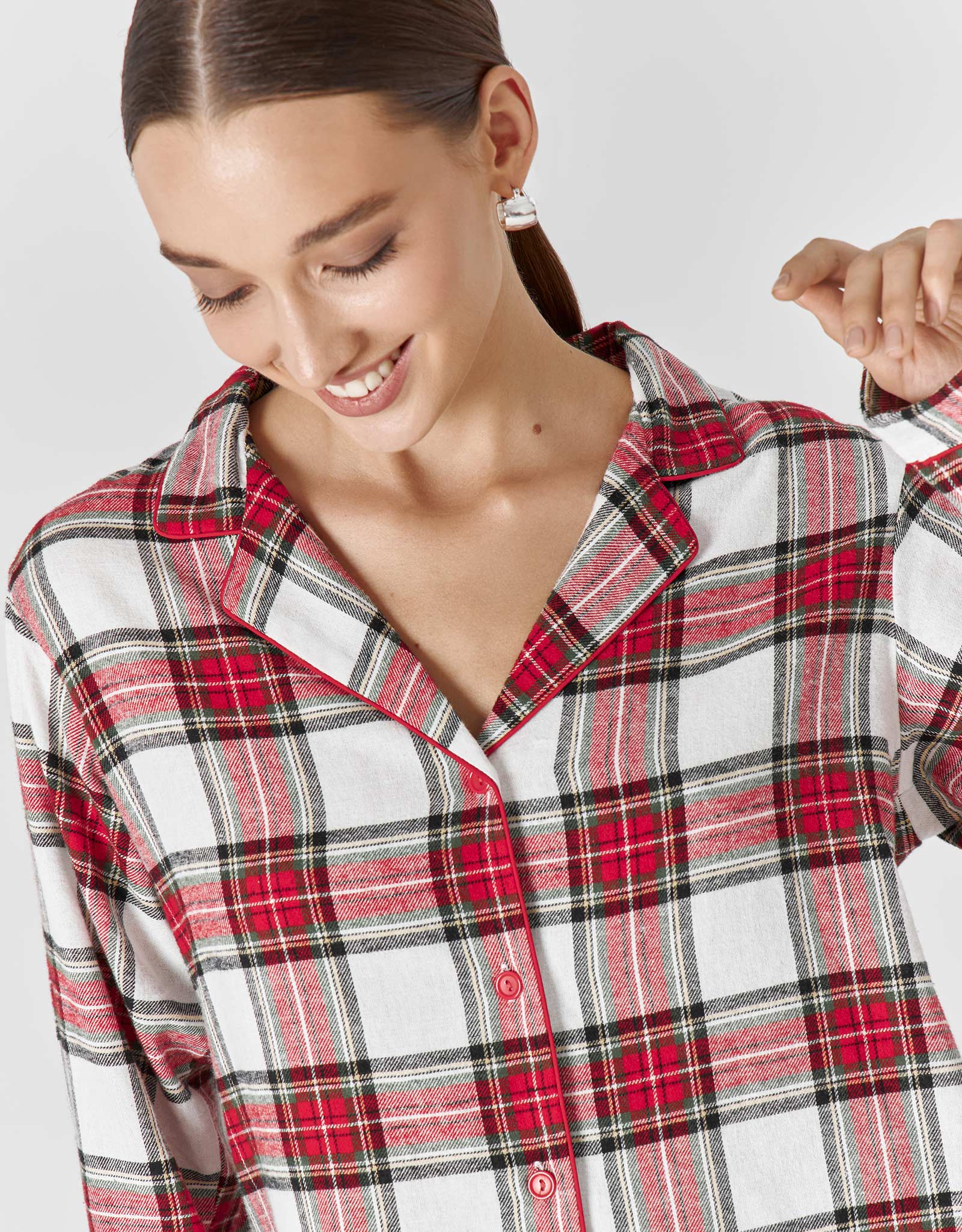 Костюм женский, с брюками, хлопок, красно-белый, Клетка, Patsy, image-2