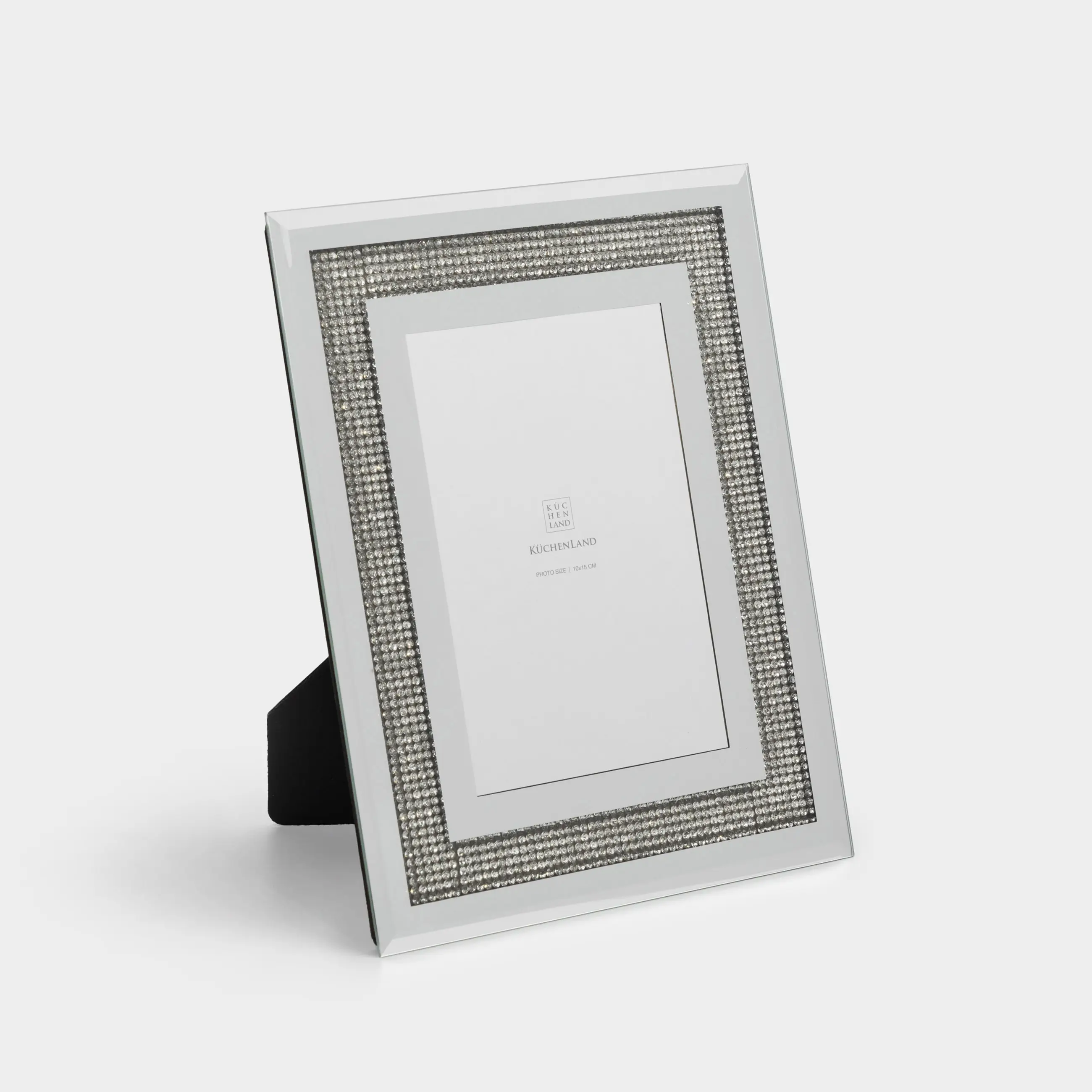 Фото жиектеме, 18х23 см, шыны, айналы, Күміс түсті кристалдар, Glossy crystal