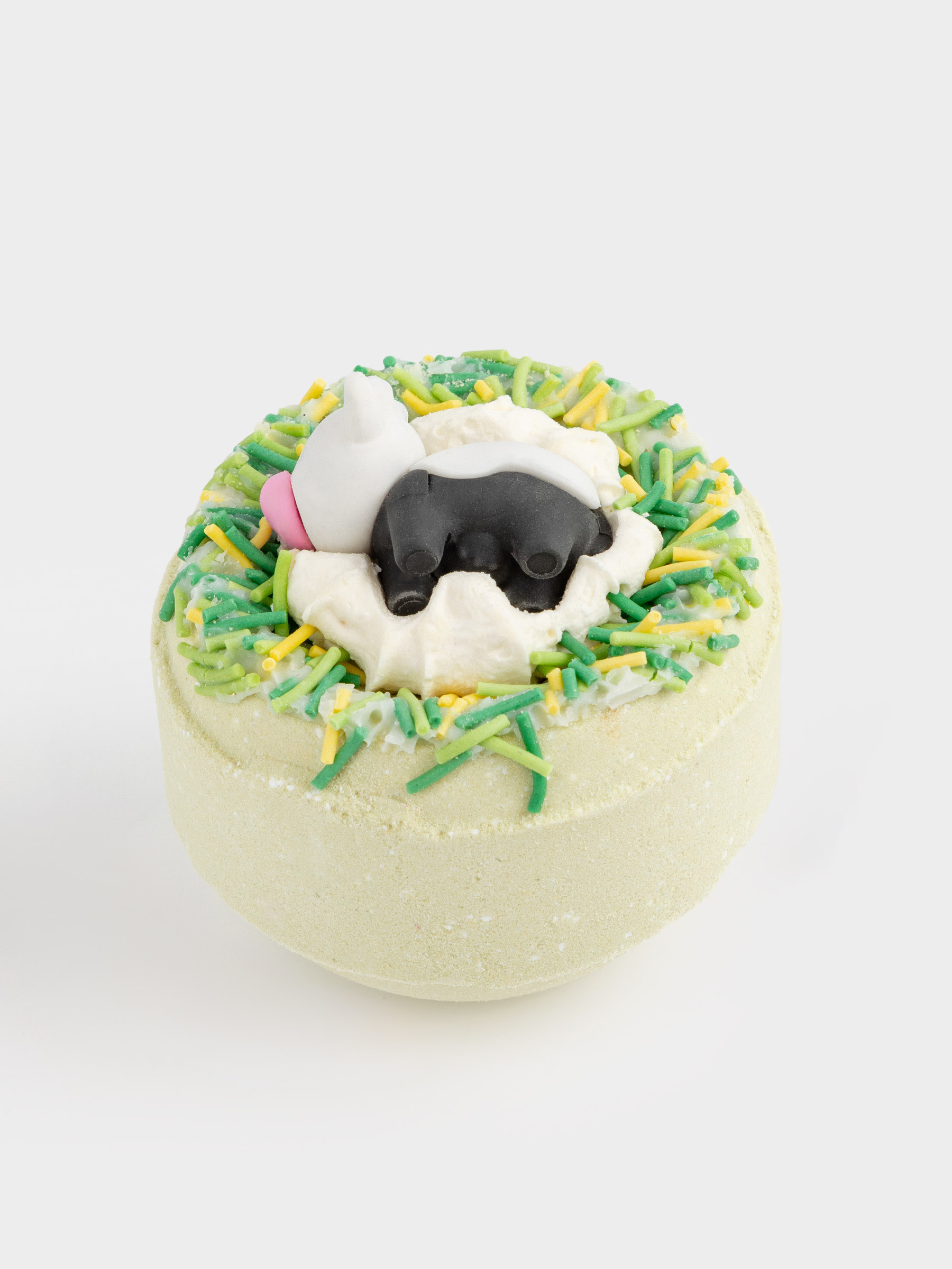 Бомбочка для ванны, 130 гр, с игрушкой, зеленая, Груша, Корова, Friends spa, image-1