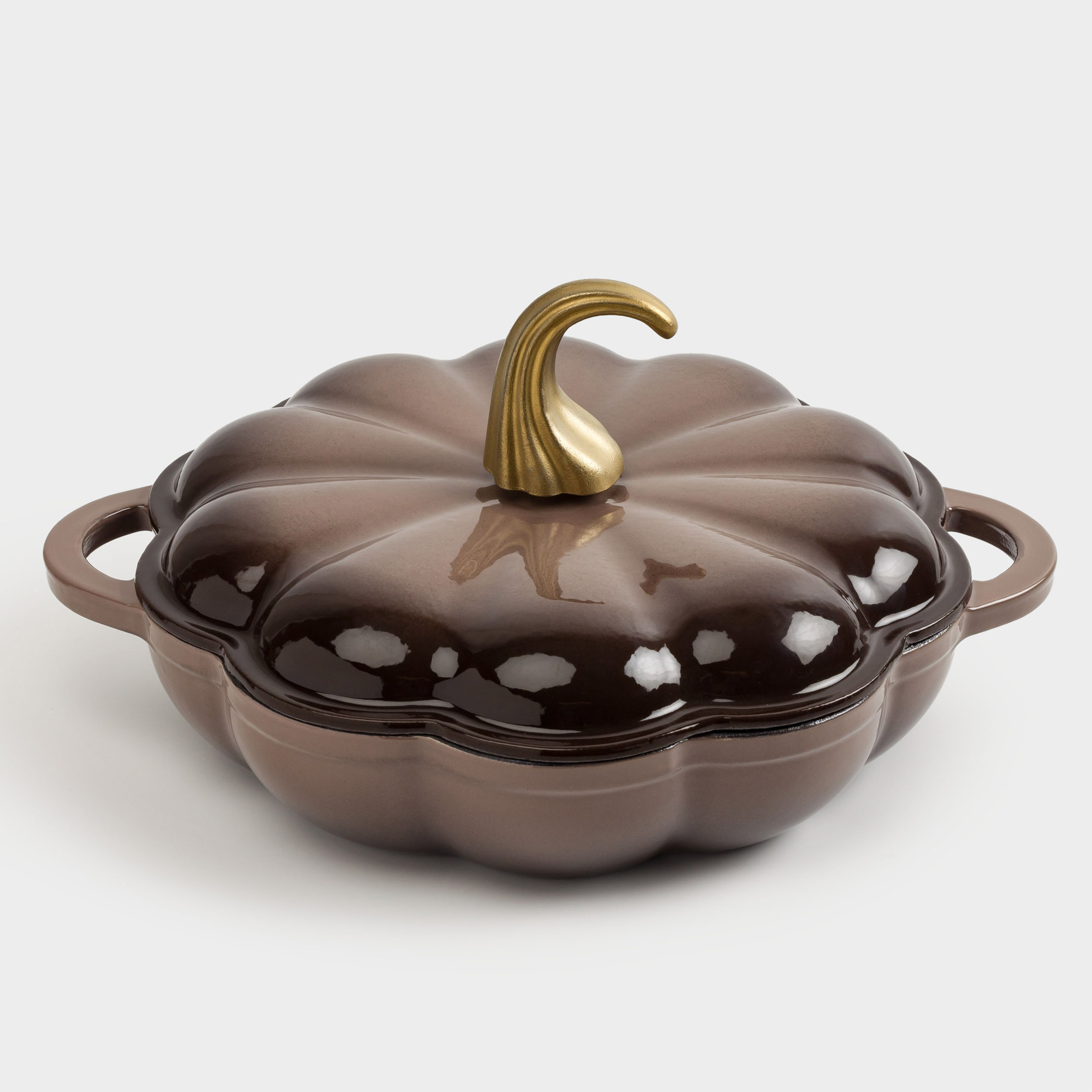 Сотейник, 26 см, 2,3 л, с крышкой, чугун, коричневый, Тыква, Gourd, image-1
