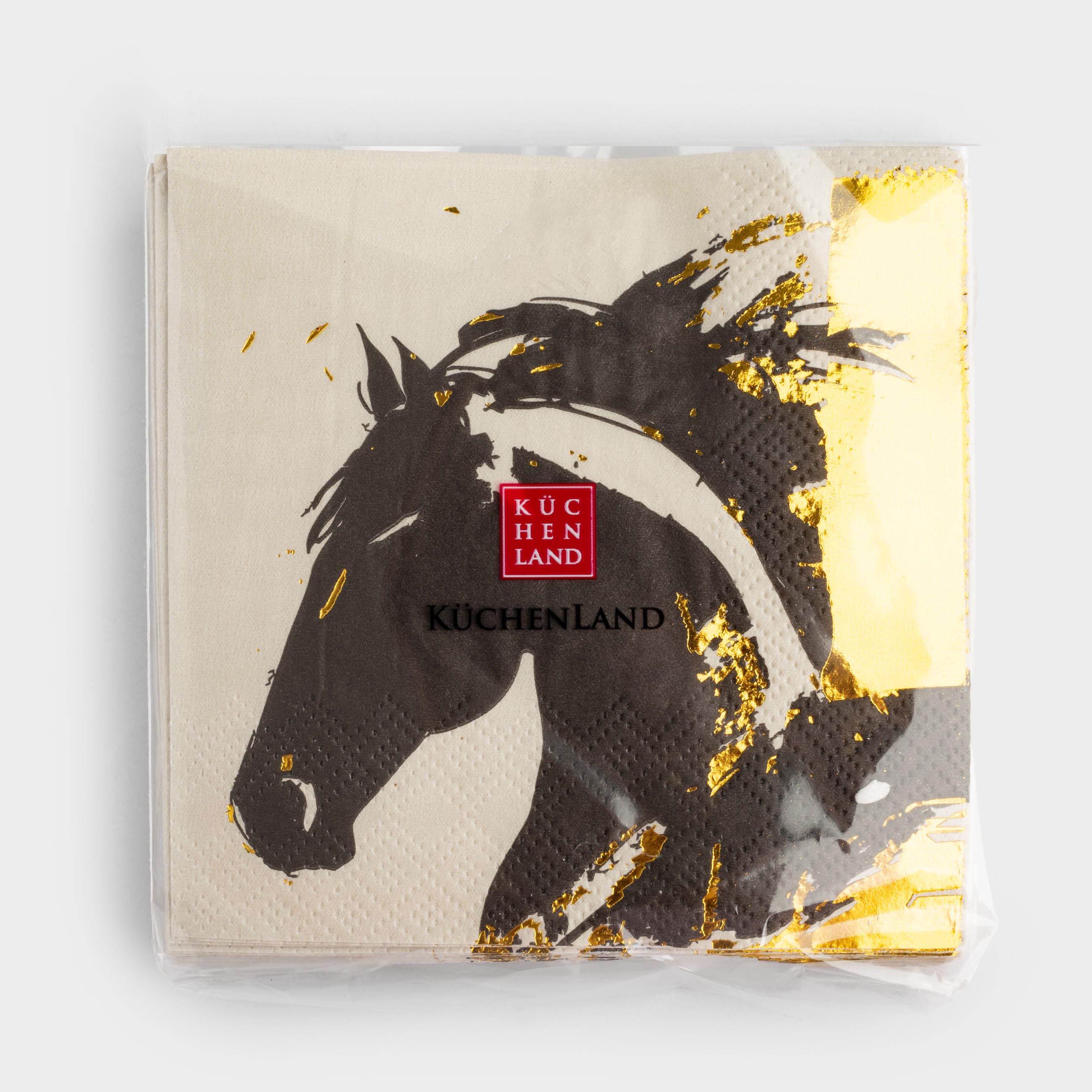 Салфетки бумажные, 21х21 см, 20 шт, квадратные бежевые, Скетч лошади, Horse, image-3