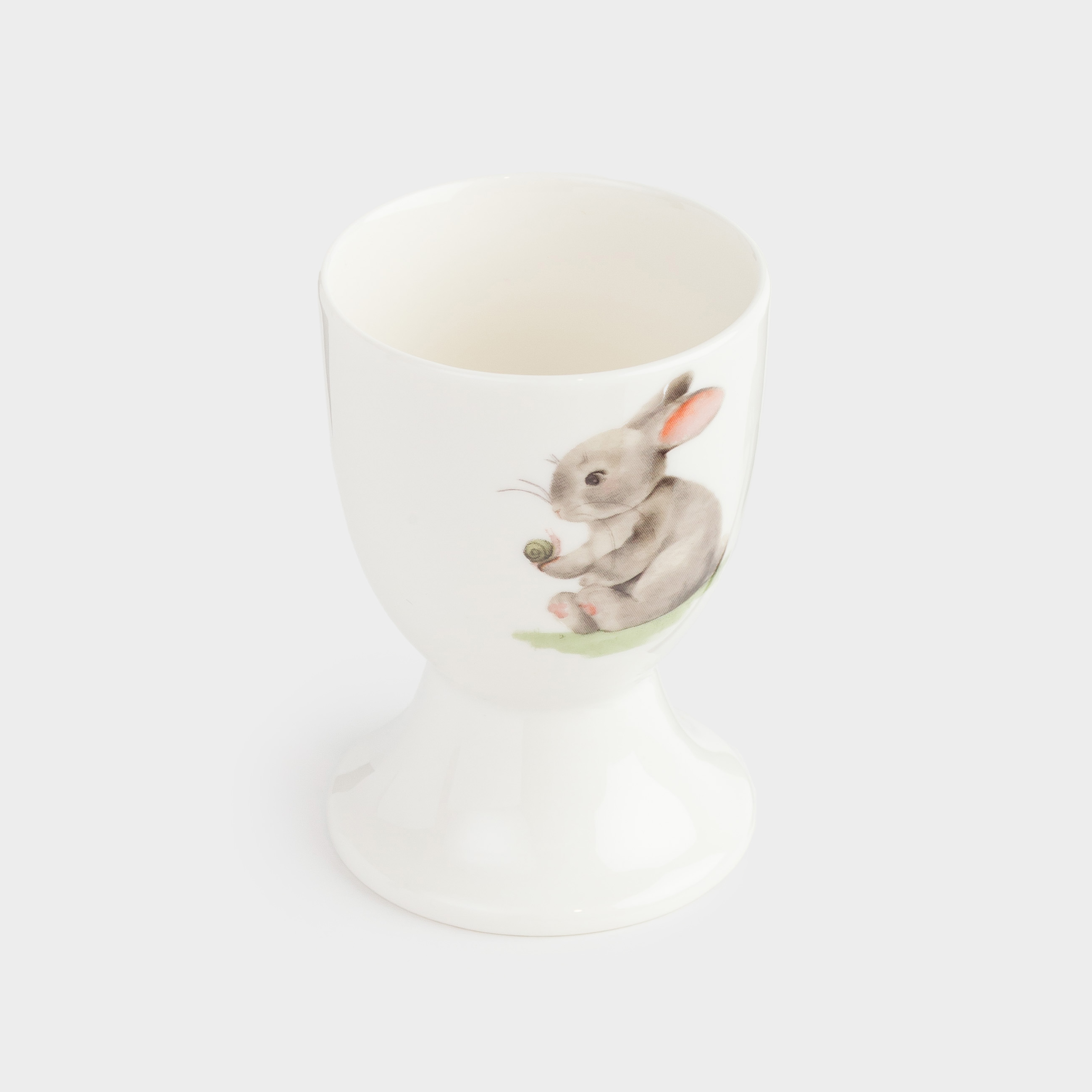 Подставка для яйца, детская, 7 см, фарфор N, белая, Утенок и кролик, Easter kids, image-1