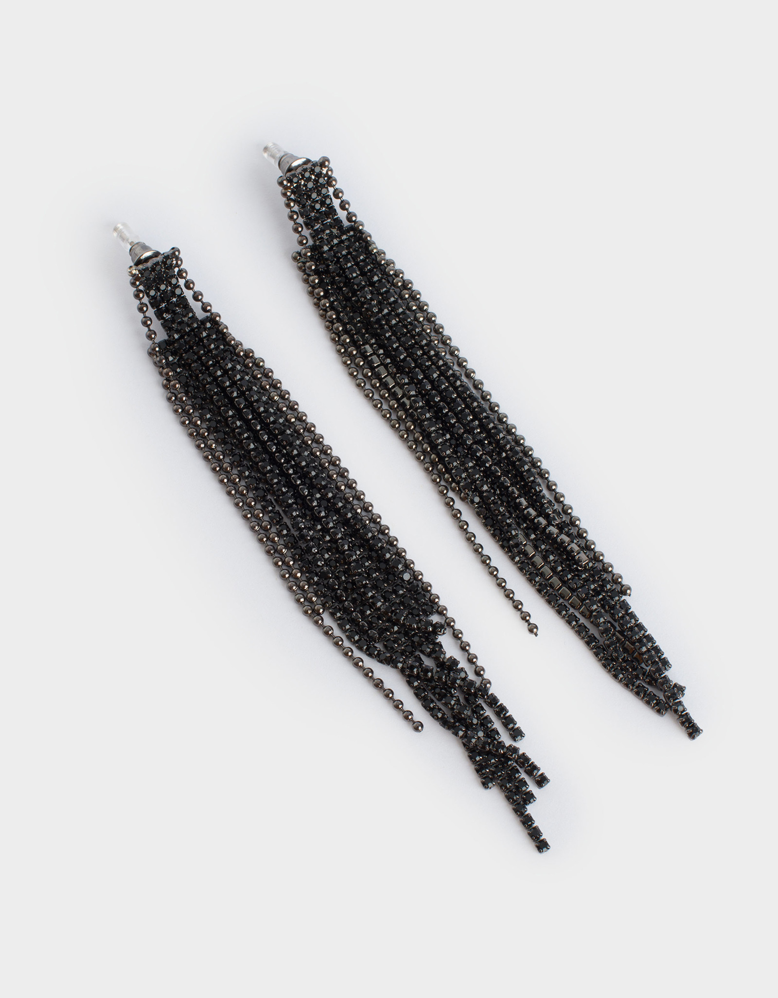 Серьги-пусеты, 10 см, 2 шт, металл, черные, Цепи, Jewelry black, image-1