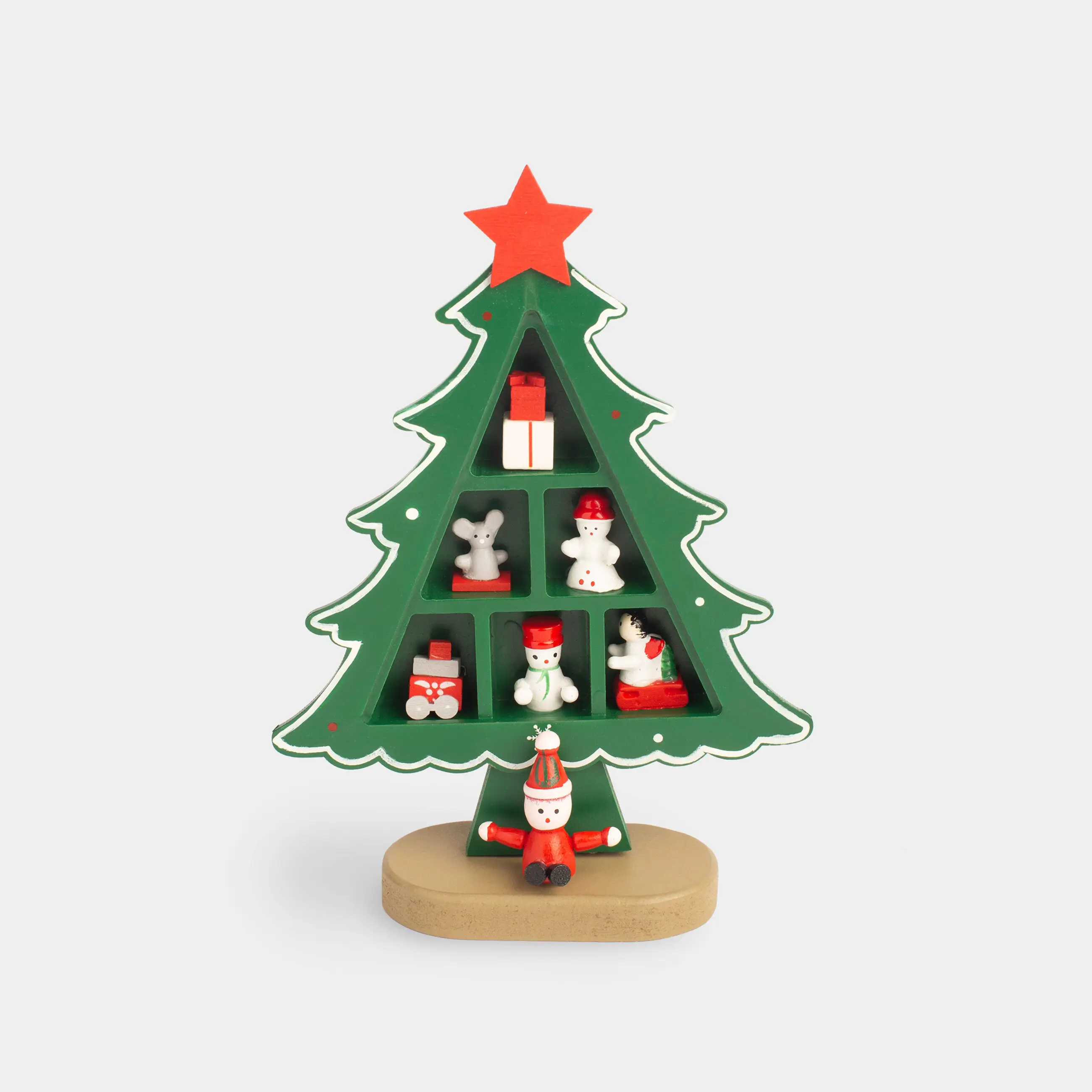 Мүсінше, 19 см, MDF, жасыл, Ойыншықтары бар шырша-шкаф, Christmas style