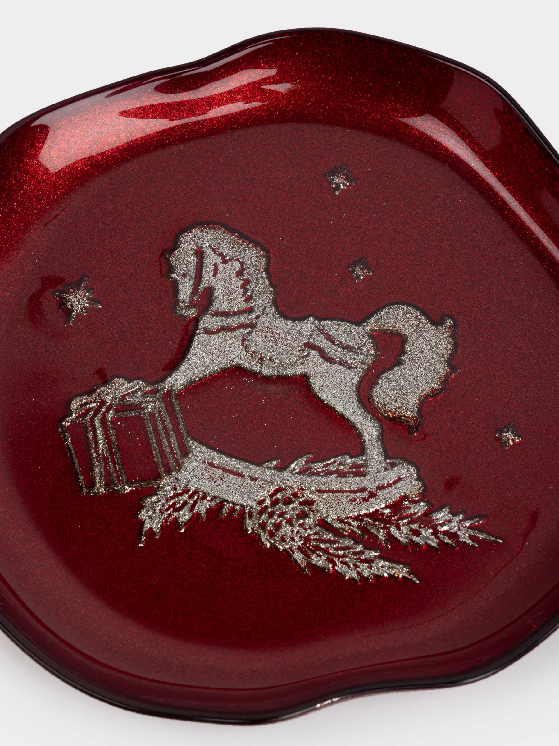 Блюдо, 21х2 см, стекло, бордовое, Лошадка, Brumal, image-3