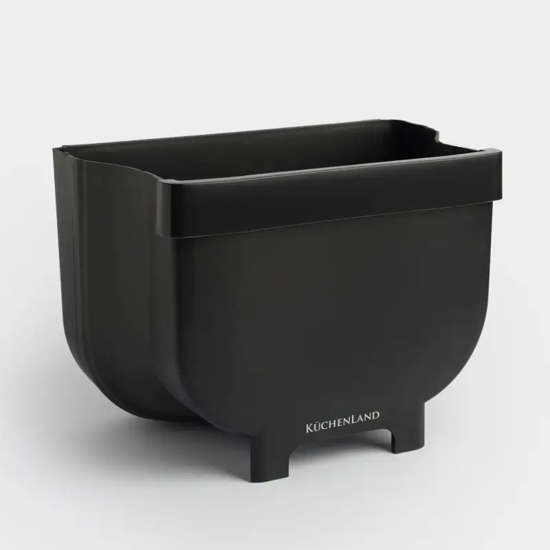 Ведро для мусора, 4 л, складное, подвесное, пластик/резина, черное, Foldaway black ,image-0