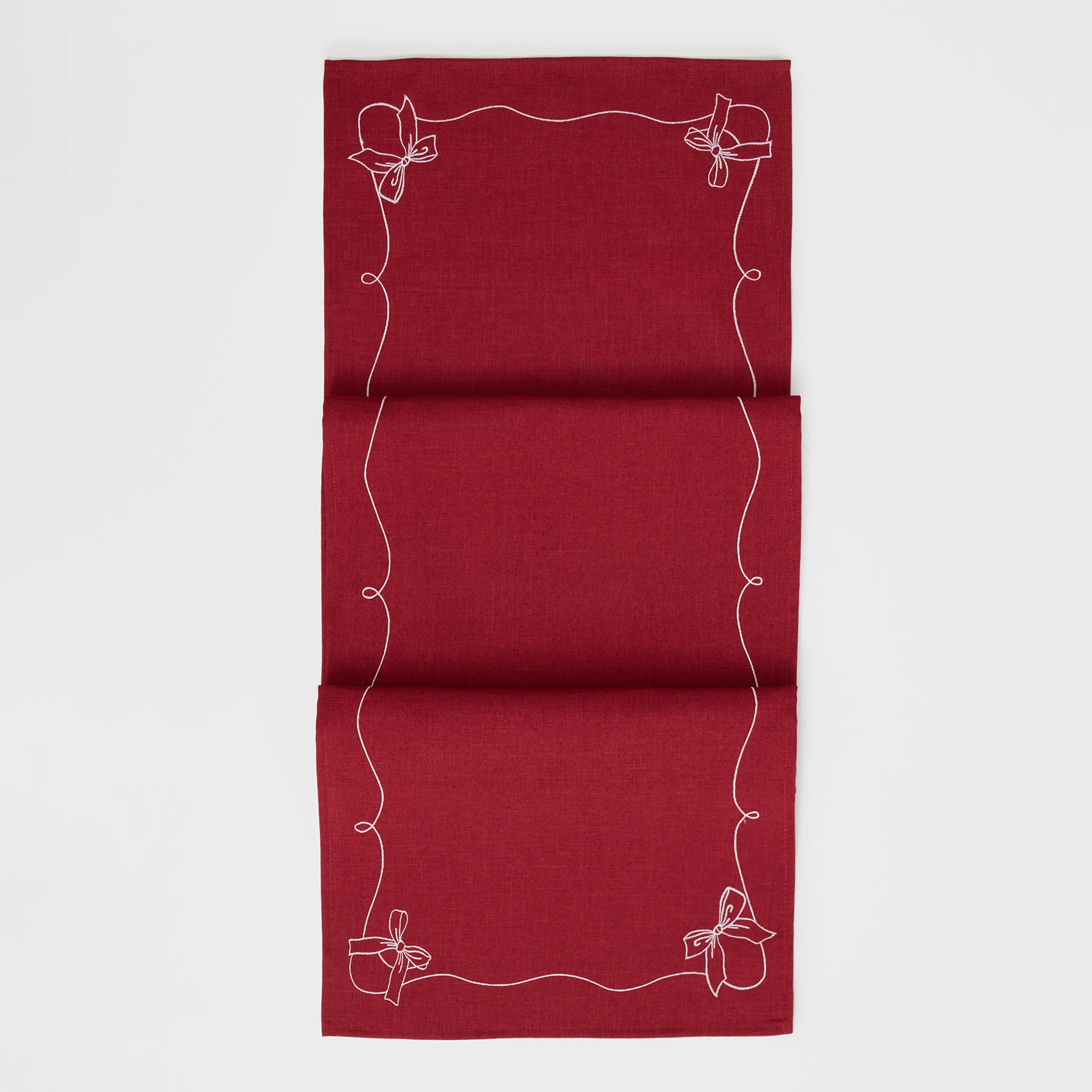 Дорожка настольная, 40х160 см, полиэстер, красная, Банты, Bow color