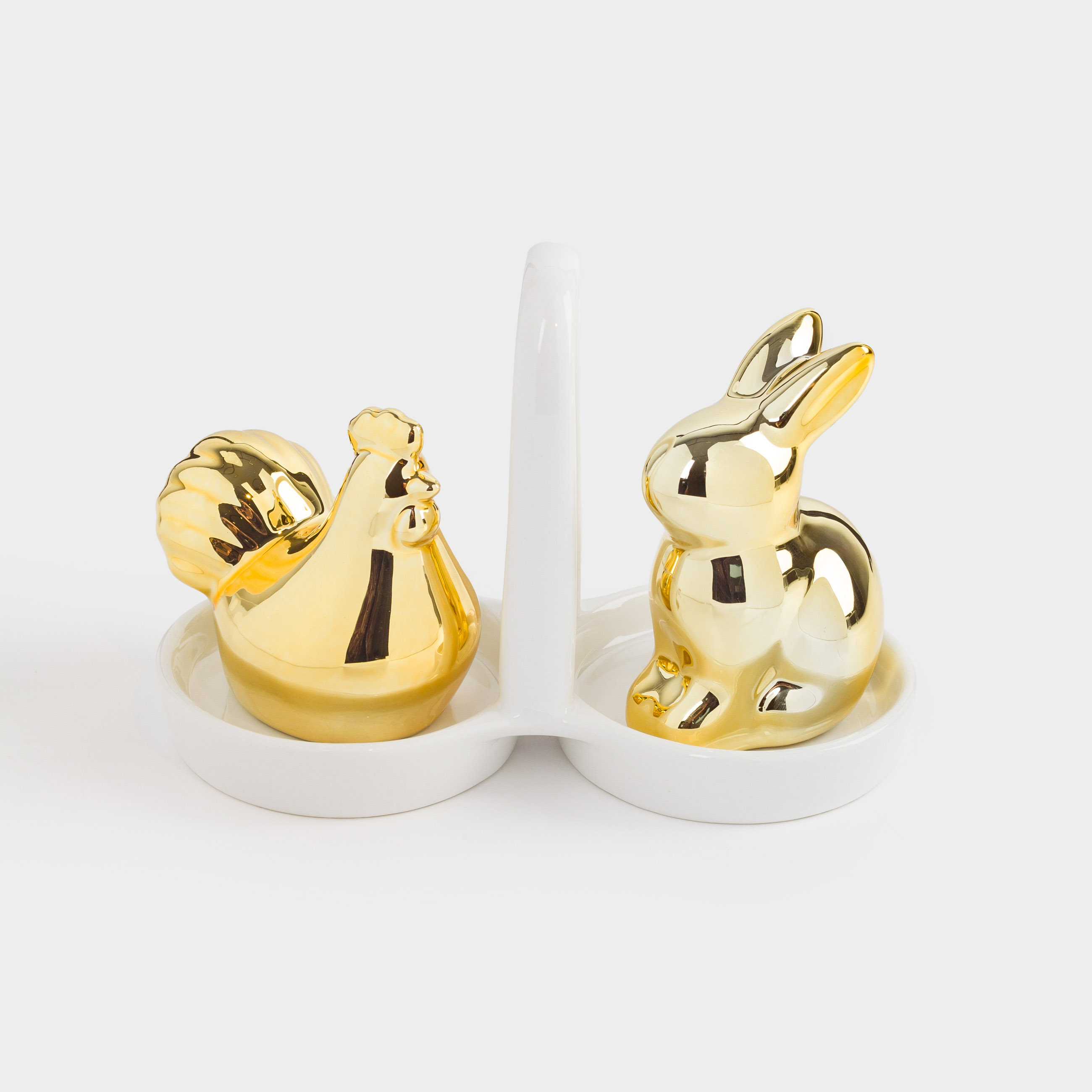 Тұз және бұрыш жинағы, 17 см, тұғырда, керамика, алтын ақ, Easter gold, image-1