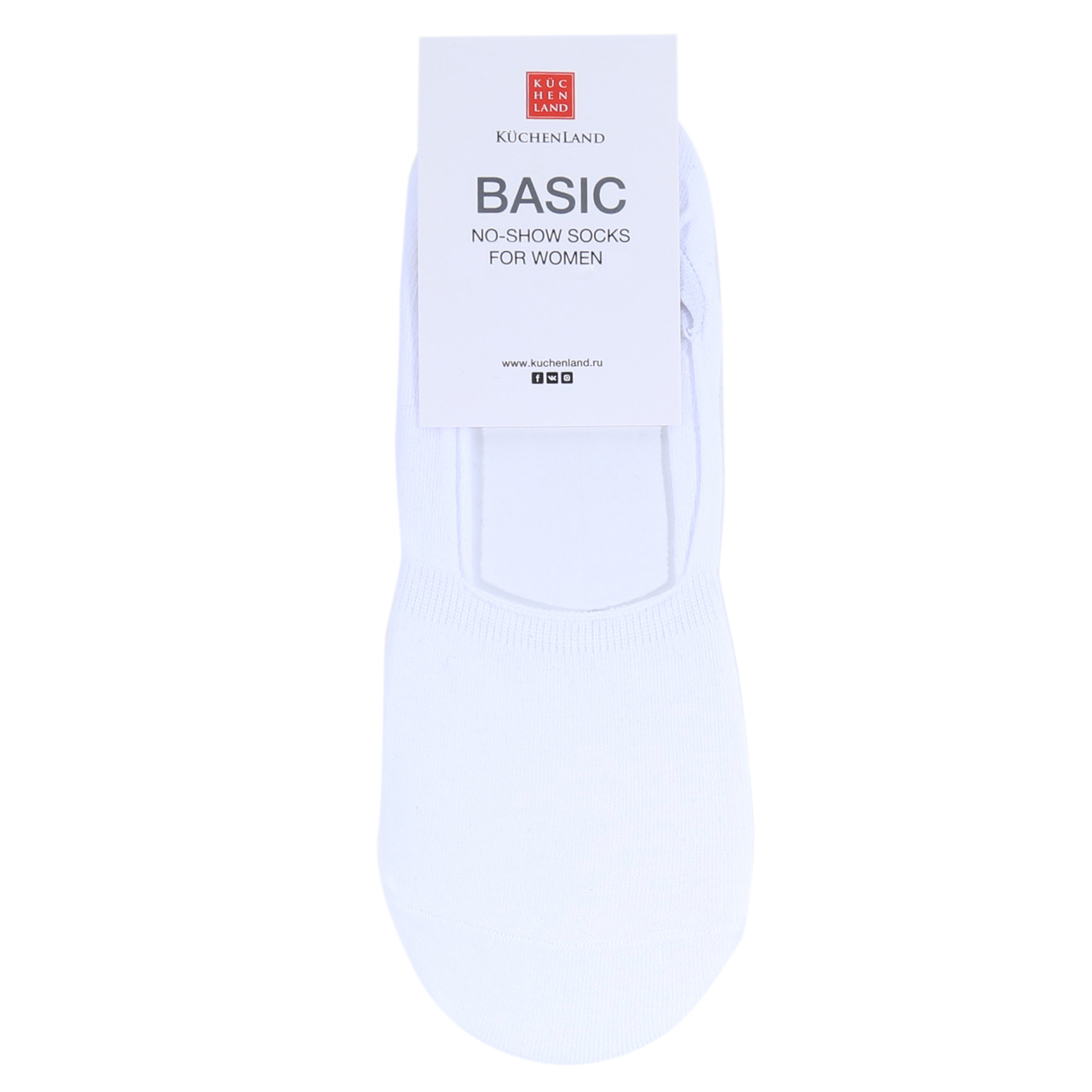 Носки-следки женские, хлопок/полиэстер, белые, Basic, image-0