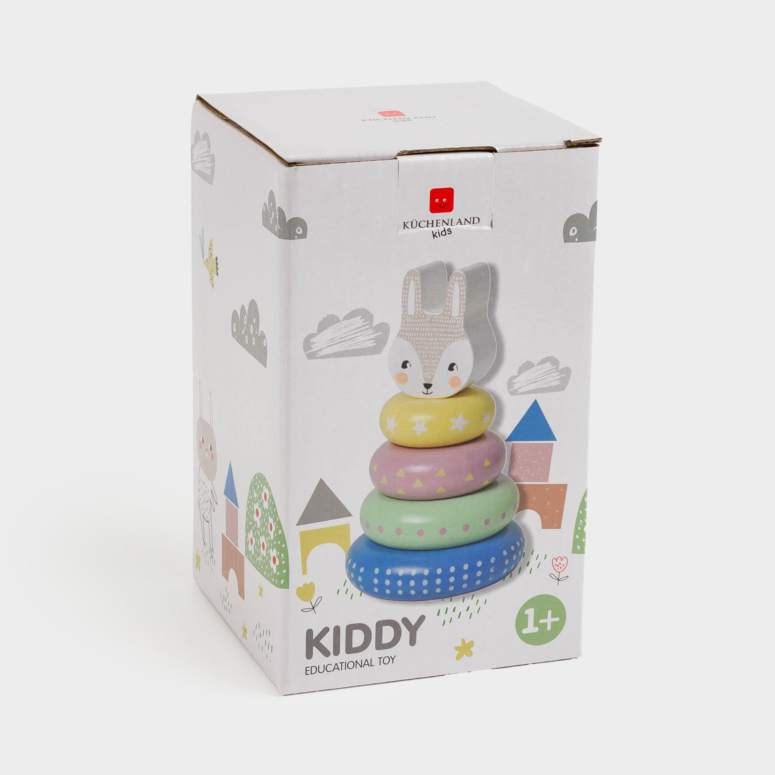 Игрушка развивающая, 14 см, дерево, Пирамидка кролик, Kiddy, image-6