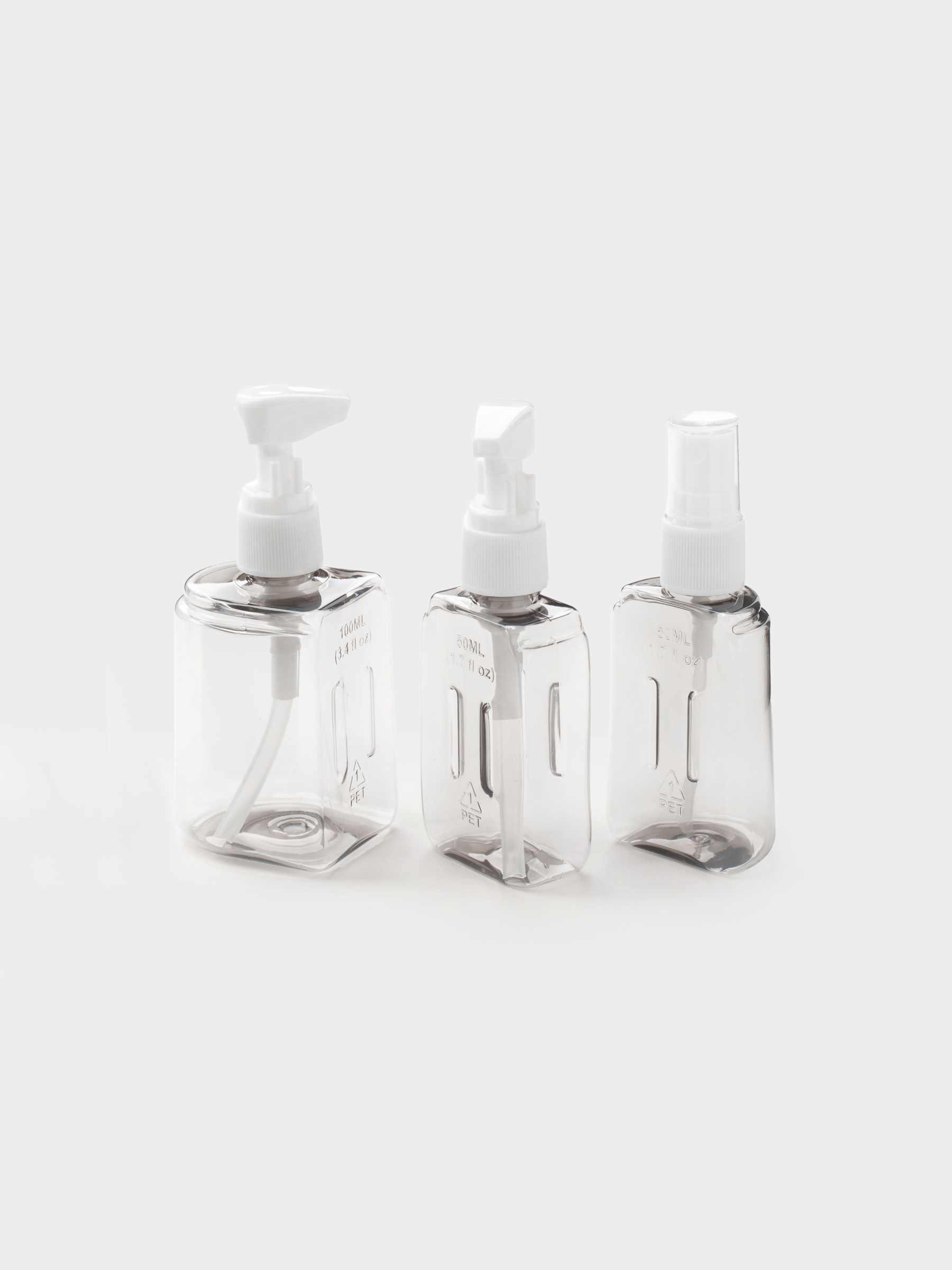 Набор флаконов для путешествий, 3 шт, с дозатором, в чехле, пластик, бежевый, Travel comfort, image-4