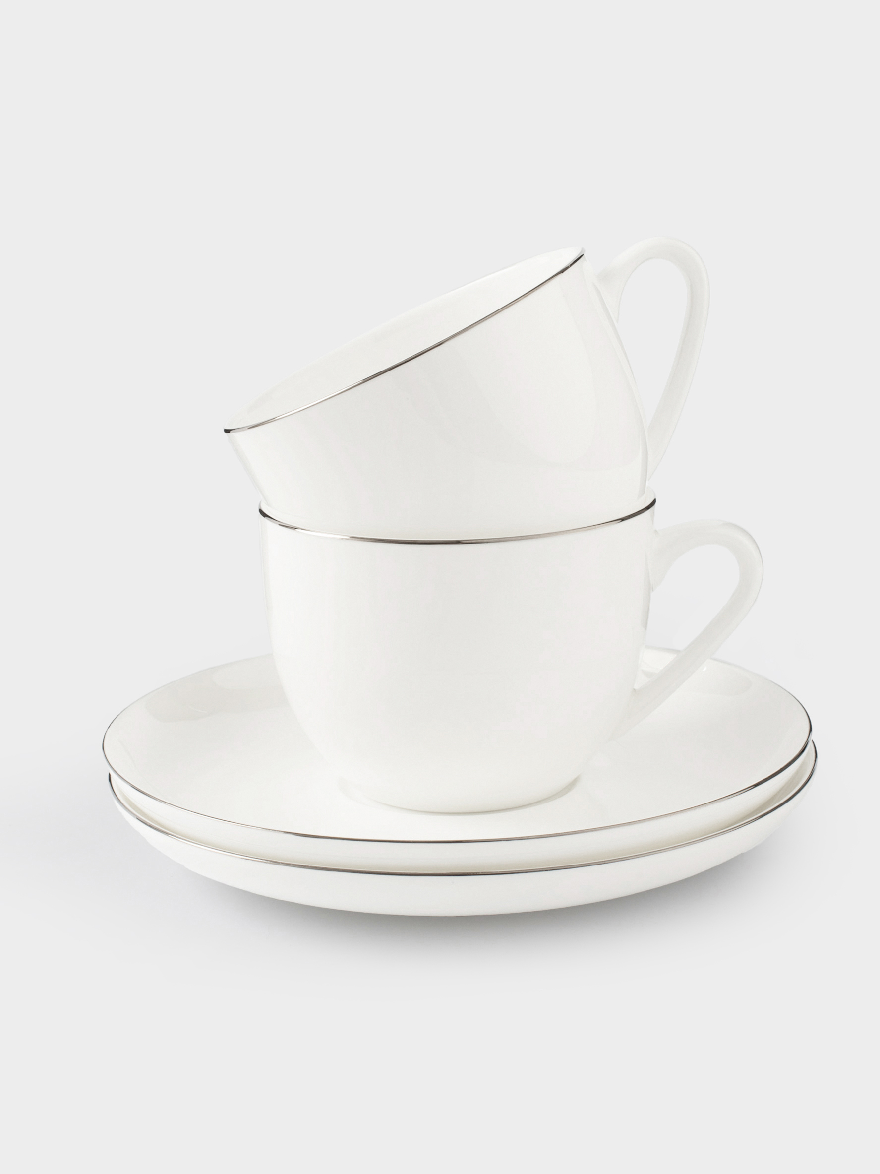 Шай жұбы, 2 тұлға, 4 зат, 250 мл, F фарфоры, ақ, Ideal silver, image-6