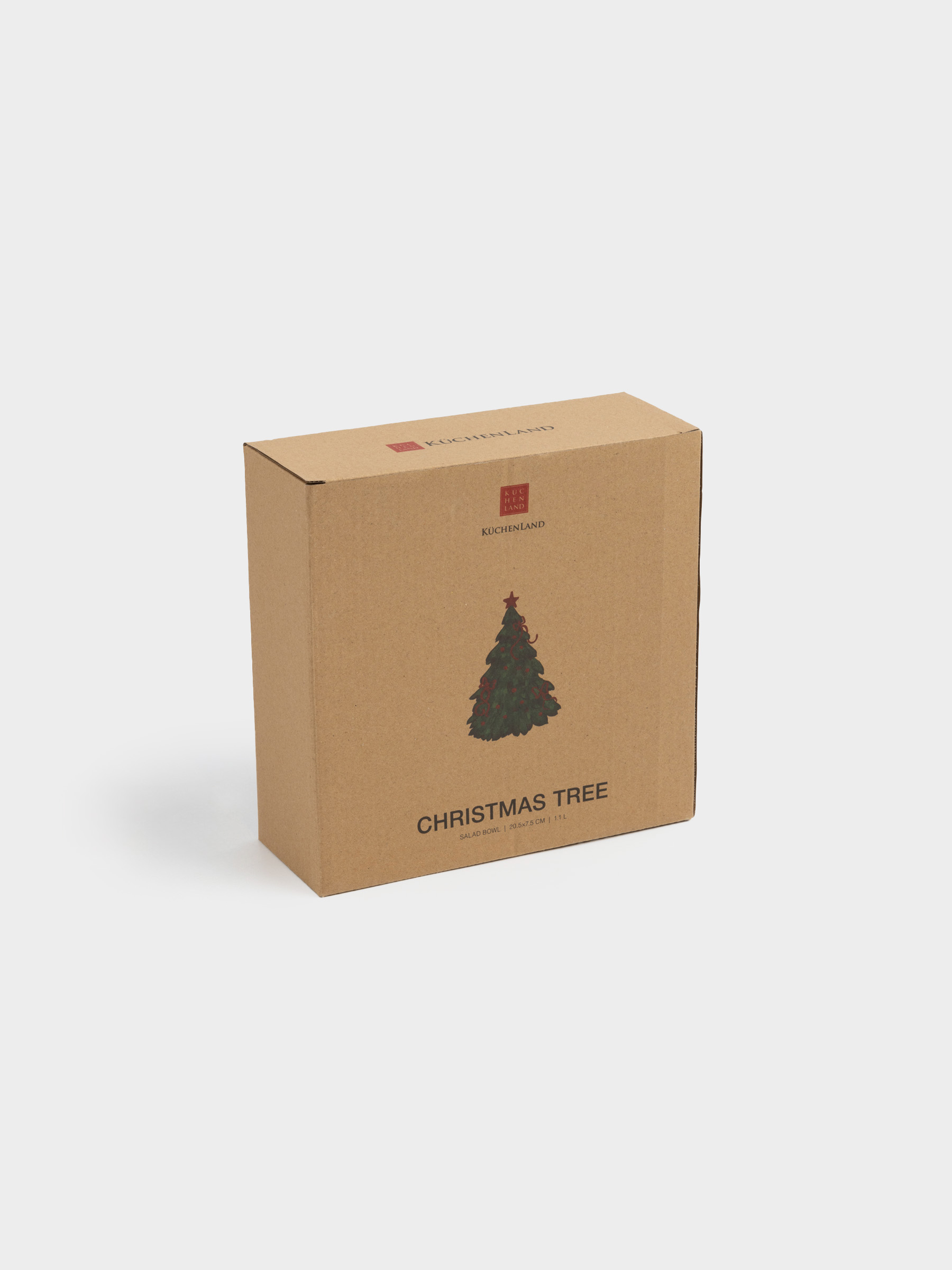 Салатник, 21х8 см, 1,1 л, керамика, Елка с бантами, Christmas tree, image-7