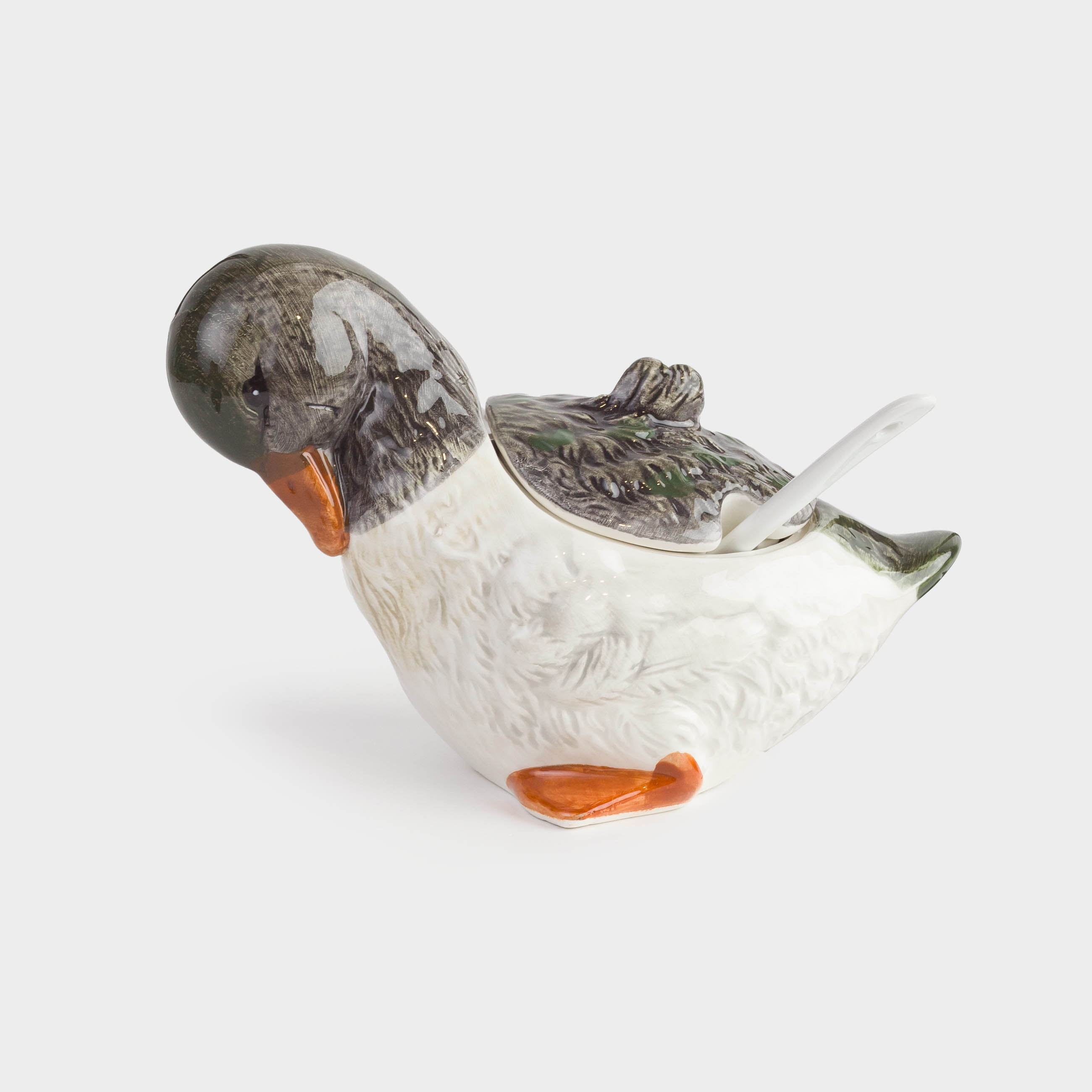 Қант ыдысы, 10 см, 220 мл, қасықпен, керамика, Үйрек, Duck, image-0