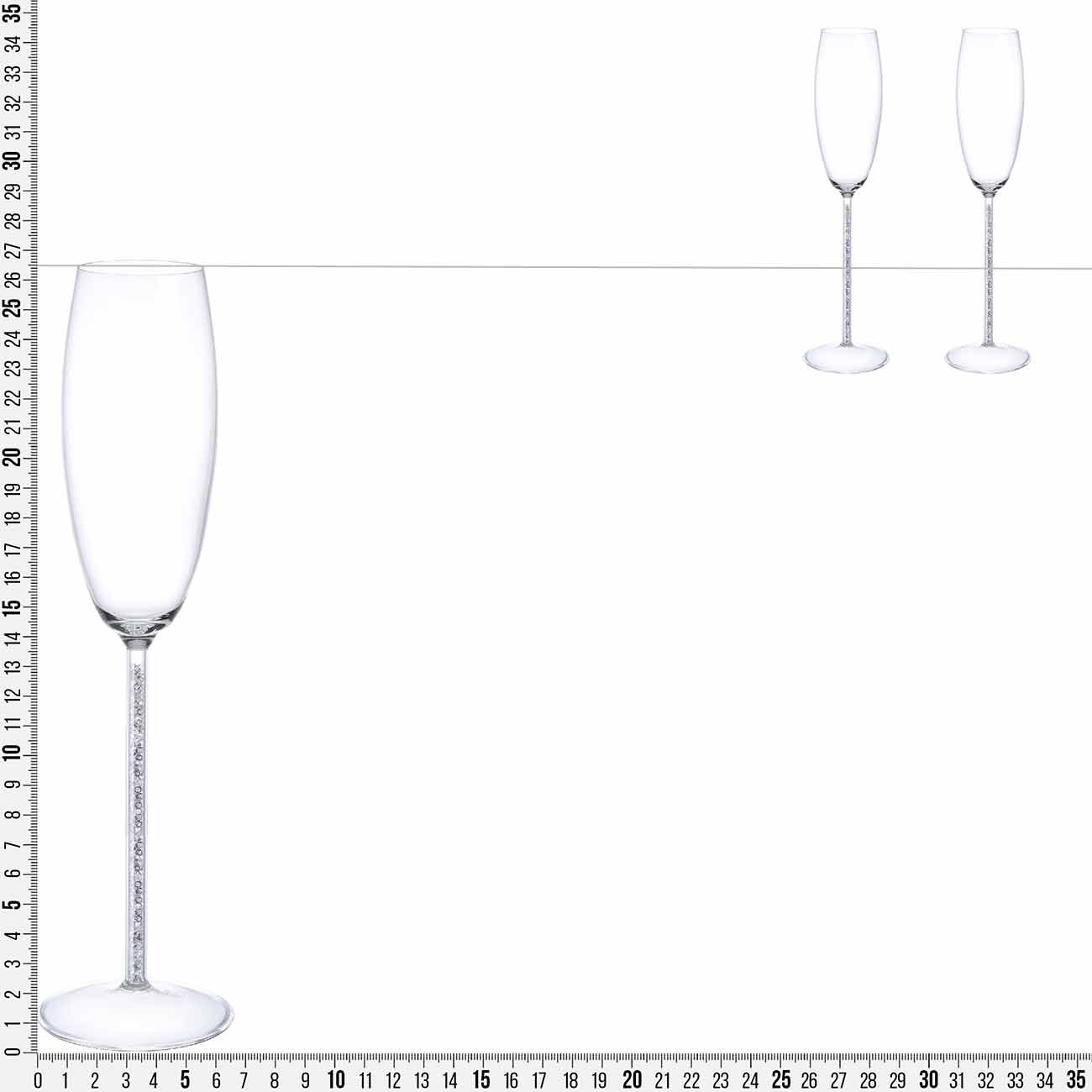 Шампан әйнегі, 180 мл, 2 дана, шыны / ринстондар, Crystal decor изображение № 3