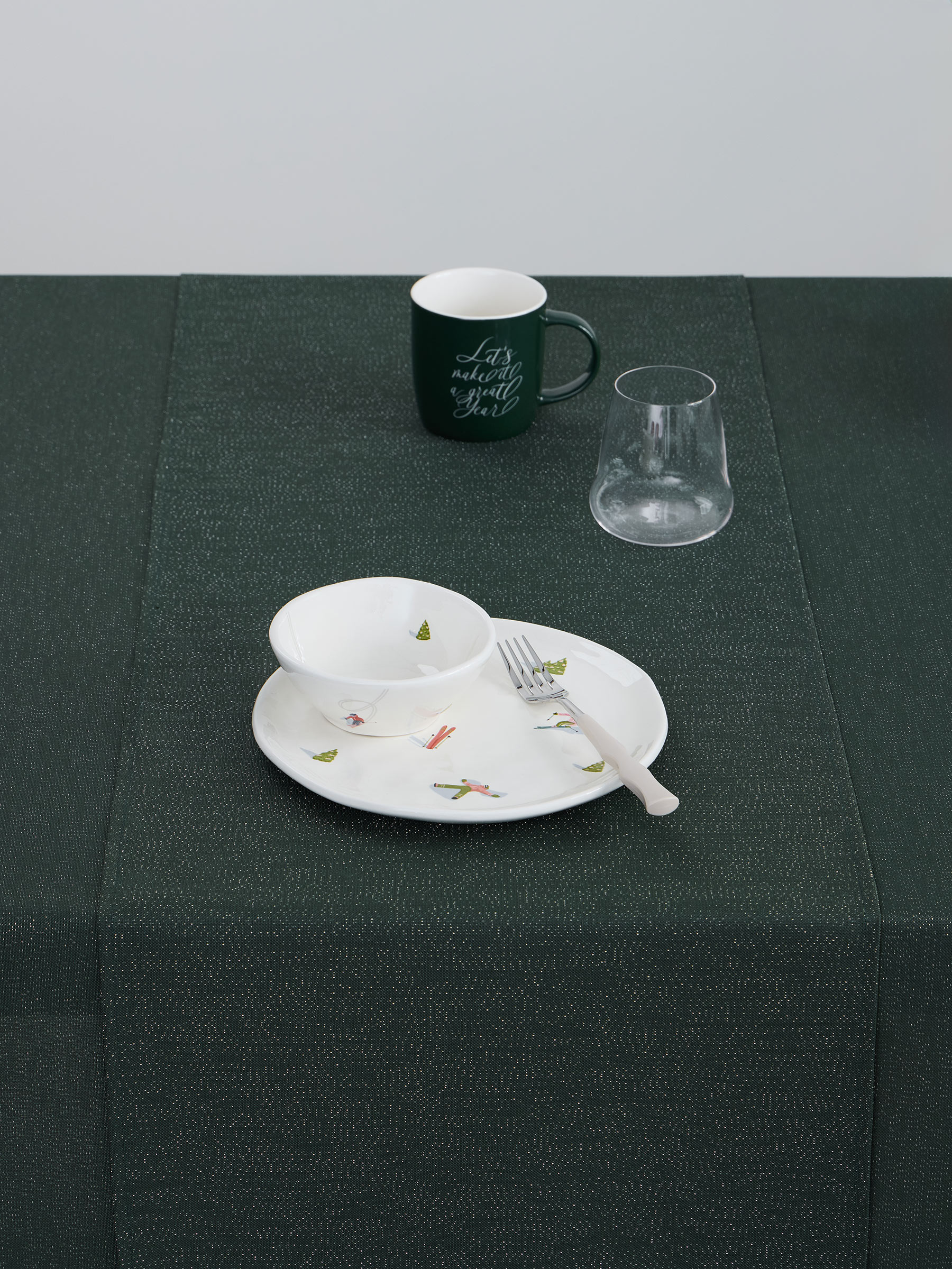 Дорожка настольная, 40х160 см, полиэстер, темно-зеленая, Green speckled, image-5