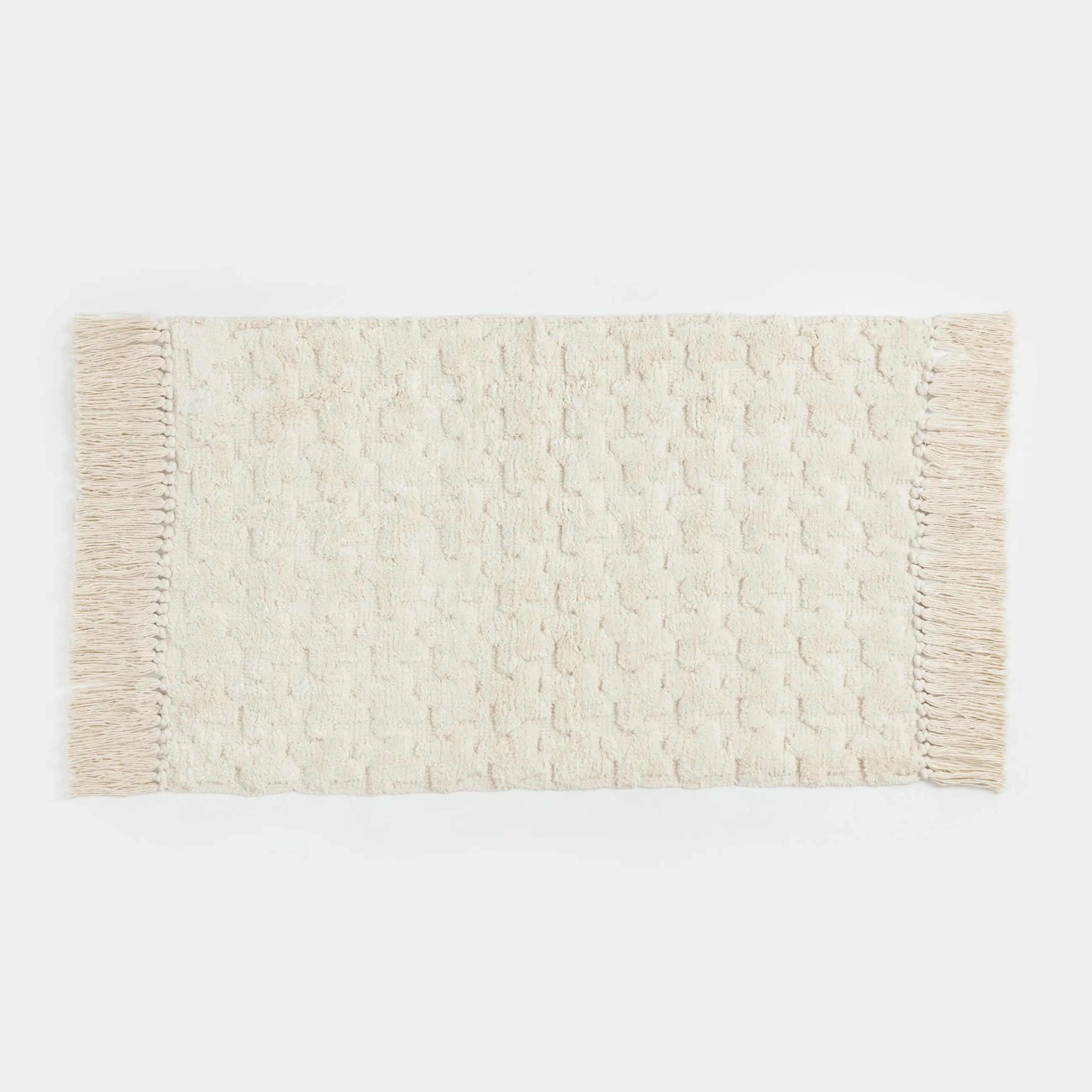Коврик, 50х80 см, с бахромой, хлопок, песочный, Textured, image-0