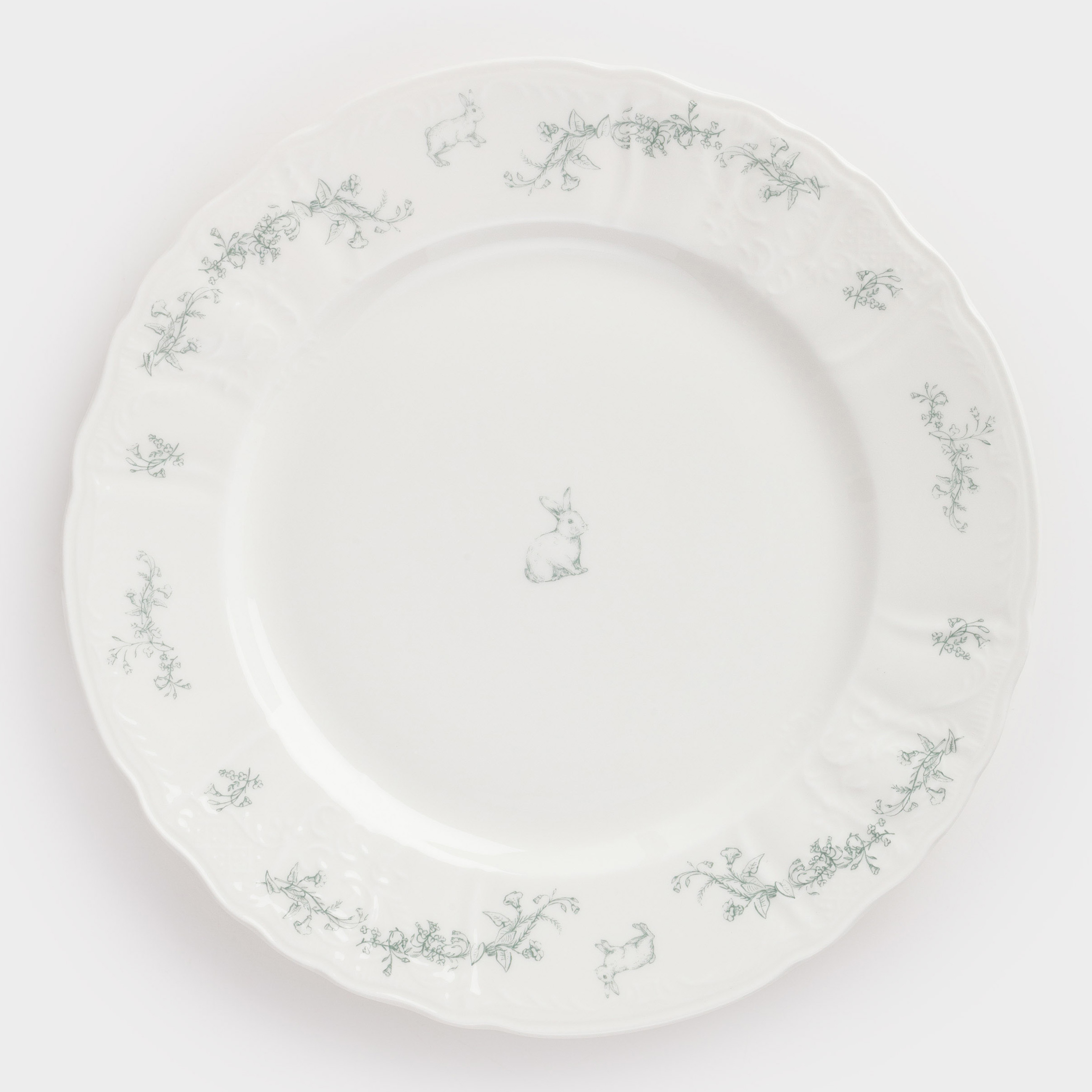 Түскі ас тәрелкесі, 27 см, Fine Bone China фарфоры, ақ, Қоян және гүлдер, Easter blooming, image-0