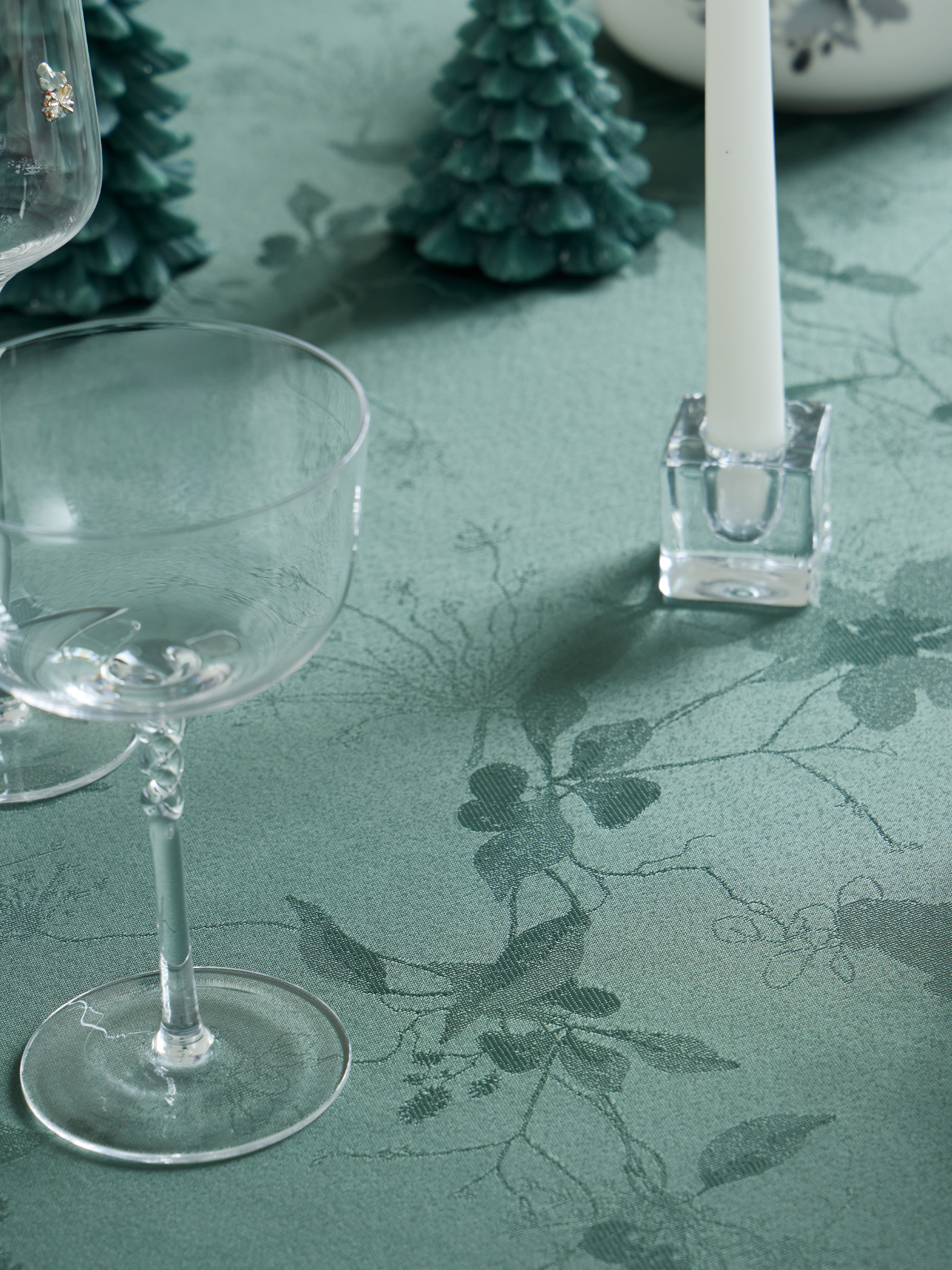 Скатерть, 160х160 см, жаккард, полиэстер, зеленая, Цветы, Flora green, image-4