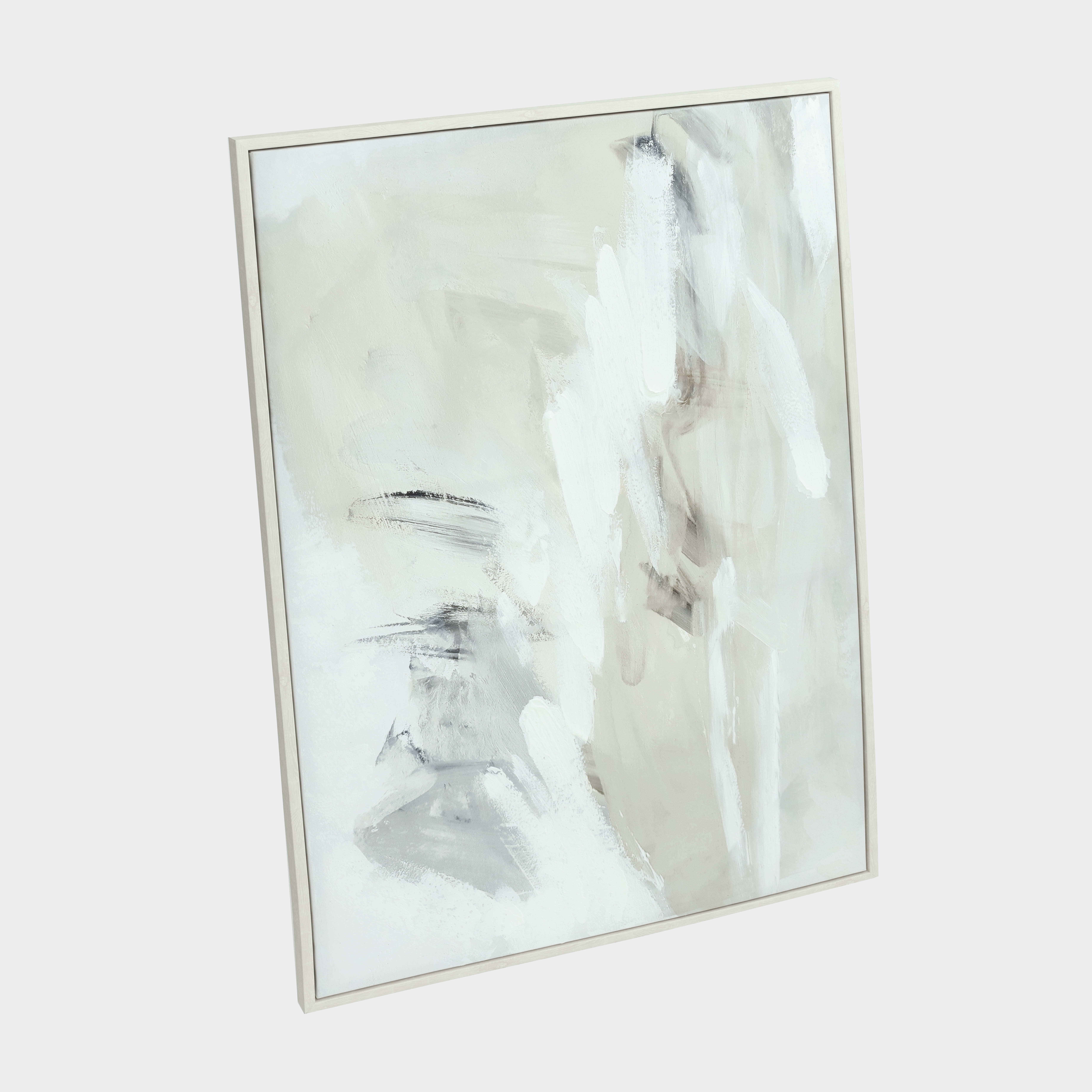 Картина в раме, 80х120 см, холст, бело-бежевая, Штрихи, Abstract, image-1