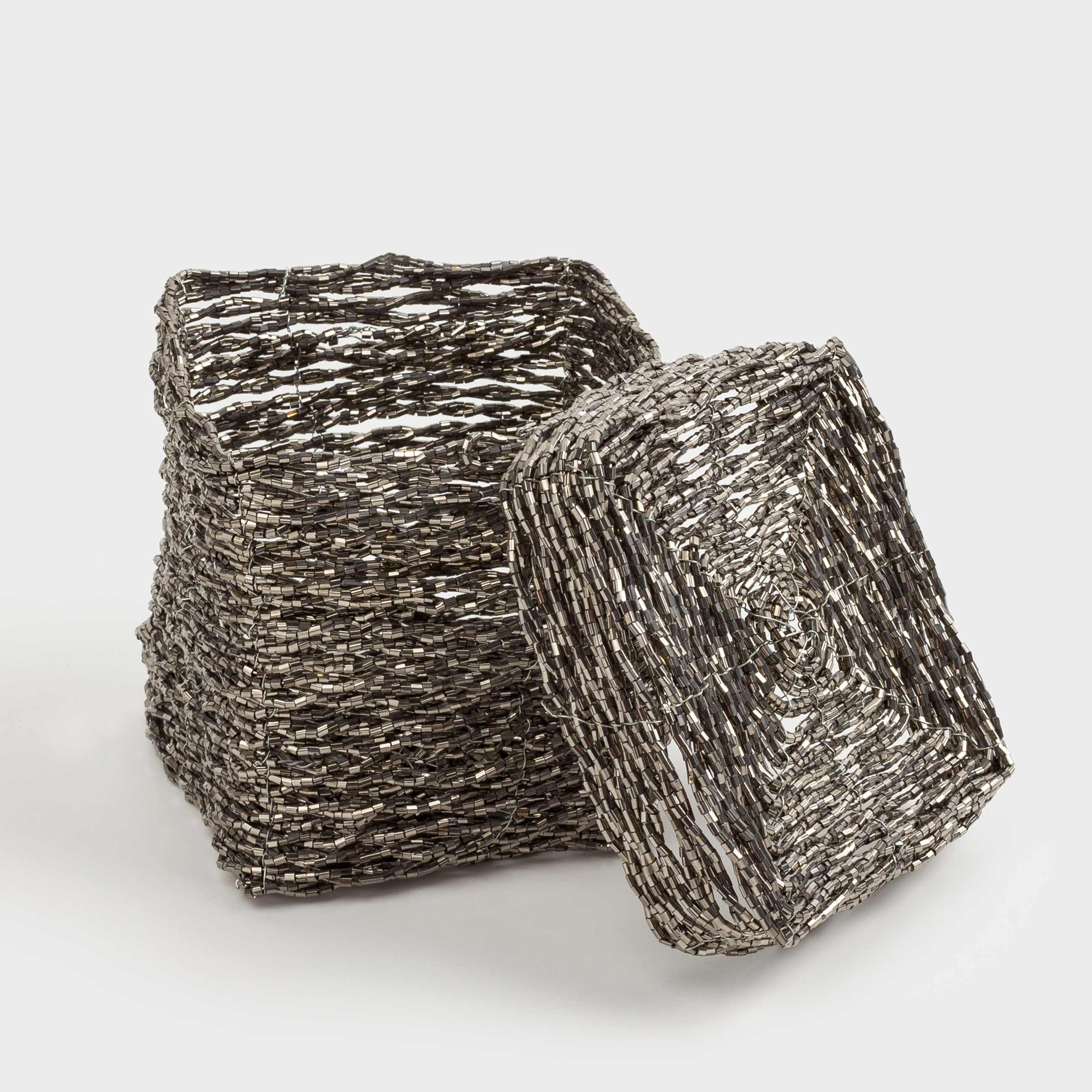 Шкатулка, 10 см, бисер, темно-серая, Shiny beads, image-3