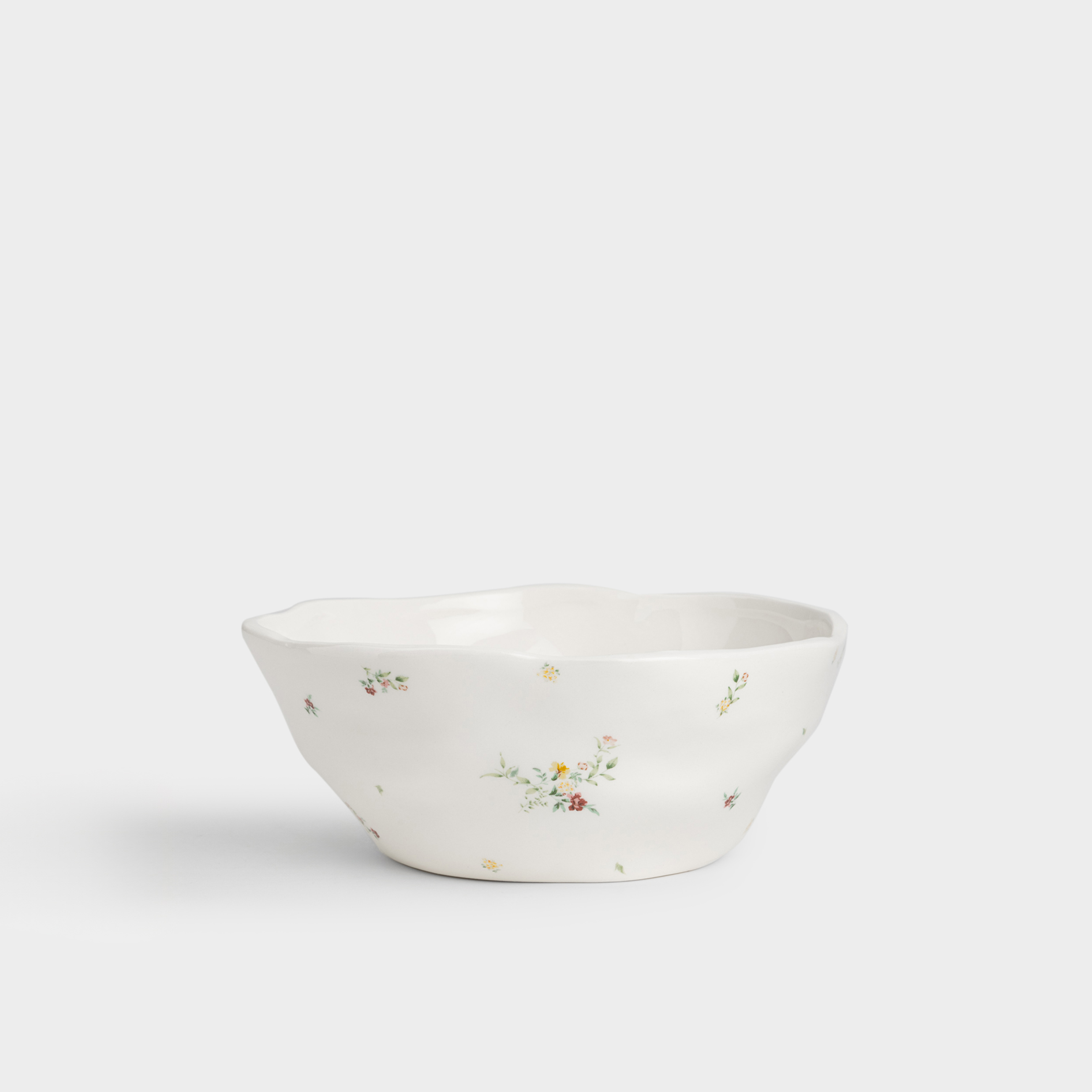 Салатник, 21х8 см, 1,4 л, керамика D, молочный, Цветы, El flower