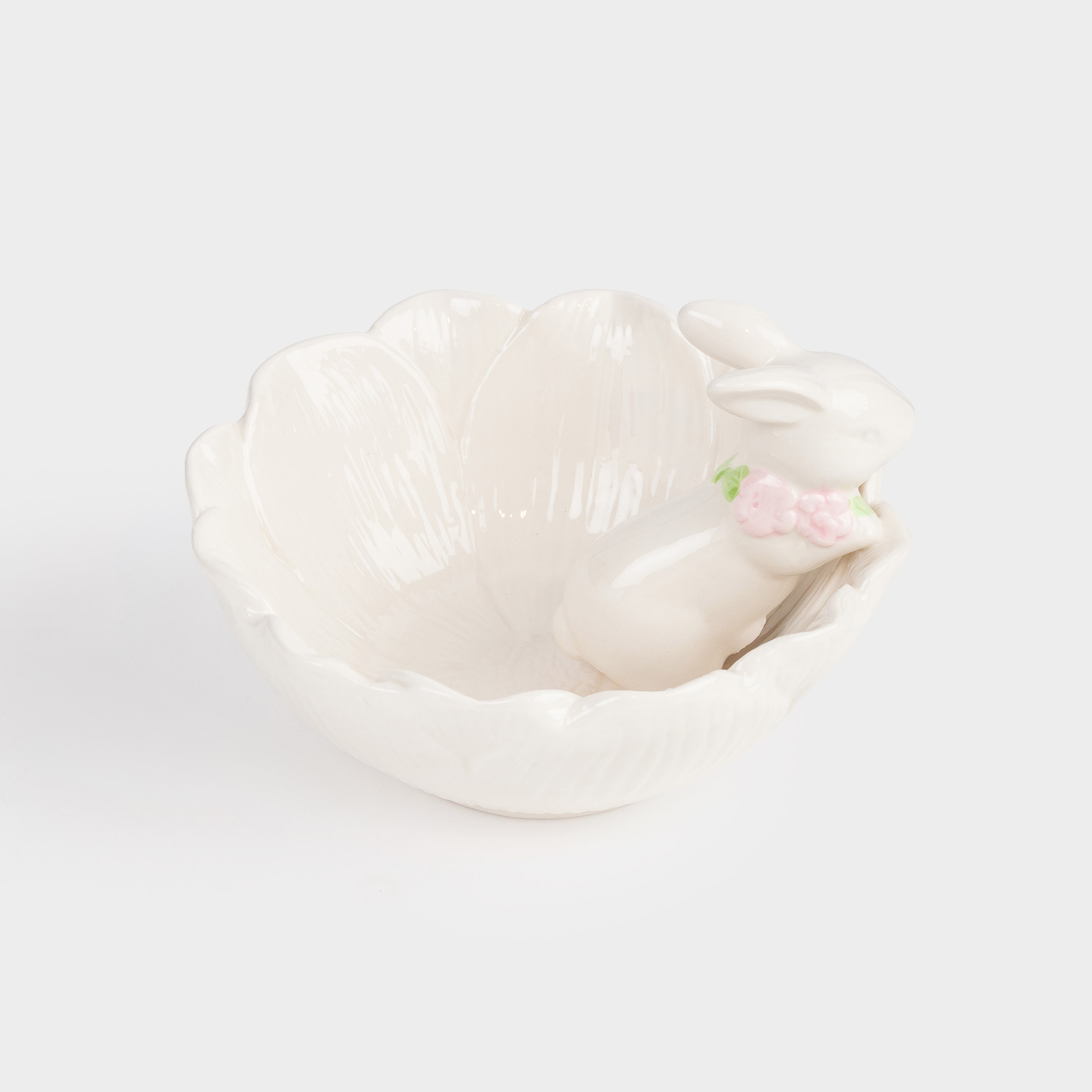 Пиала, 14х6 см, керамика, белая, Кролик в цветке, Flora Easter, image-1