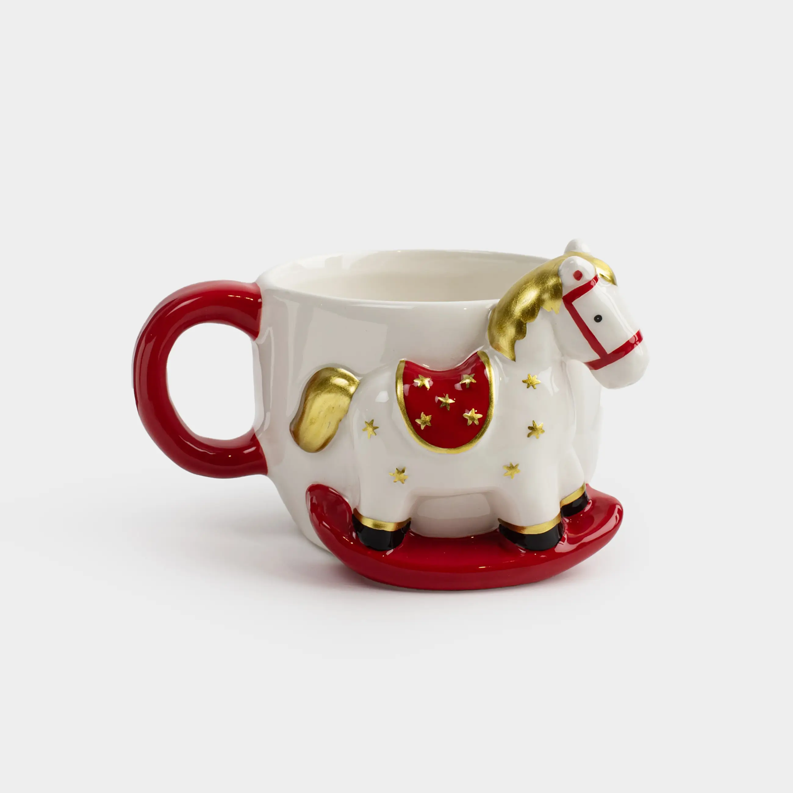 Саптыаяқ, 350 мл, керамика, сүтті қызыл, Тербелетін ат, Horse cute