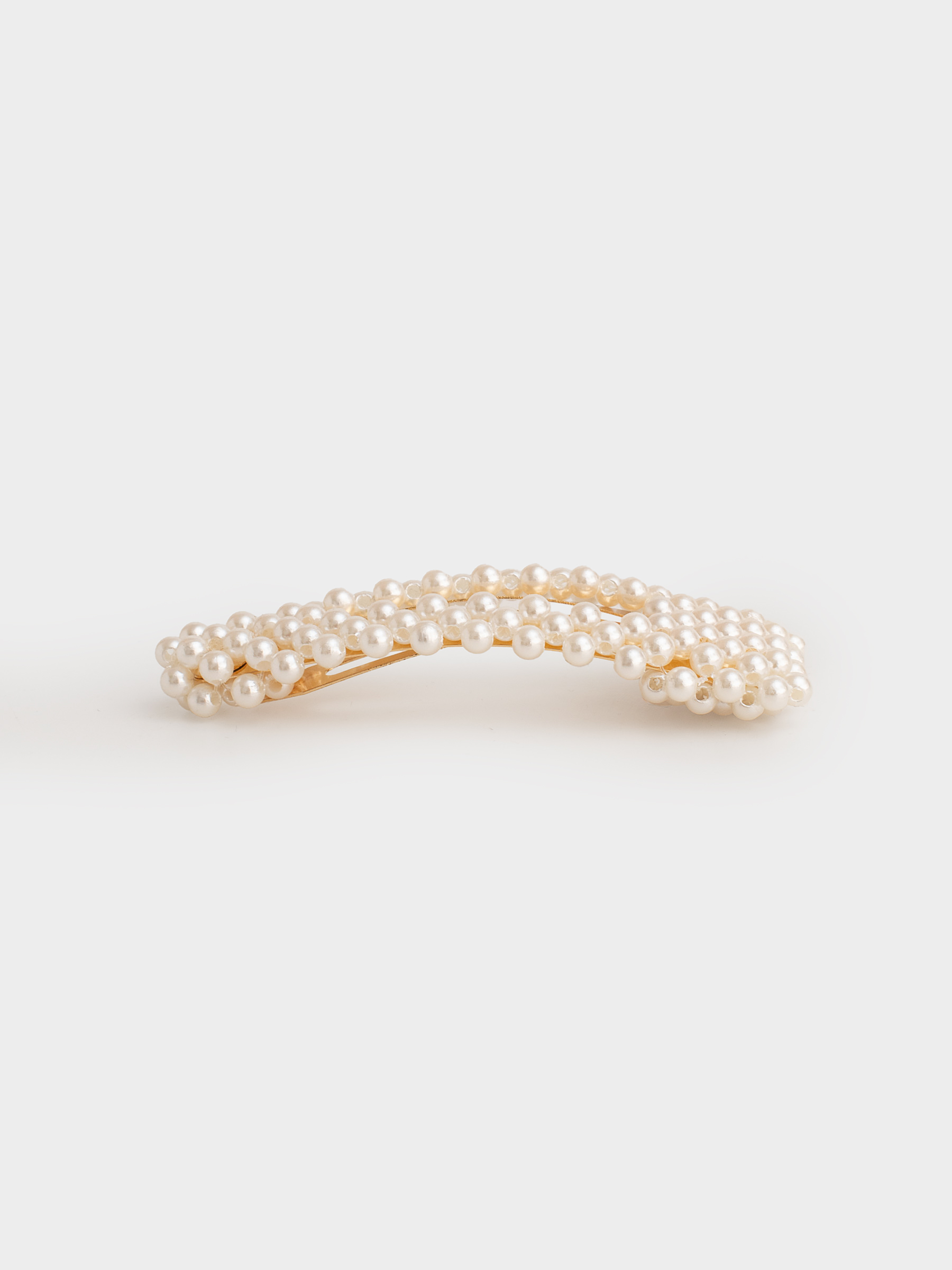 Шаш қыстырғыш, 8 см, пластик/металл, сүт түстес, Моншақтар, Pearl, image-1