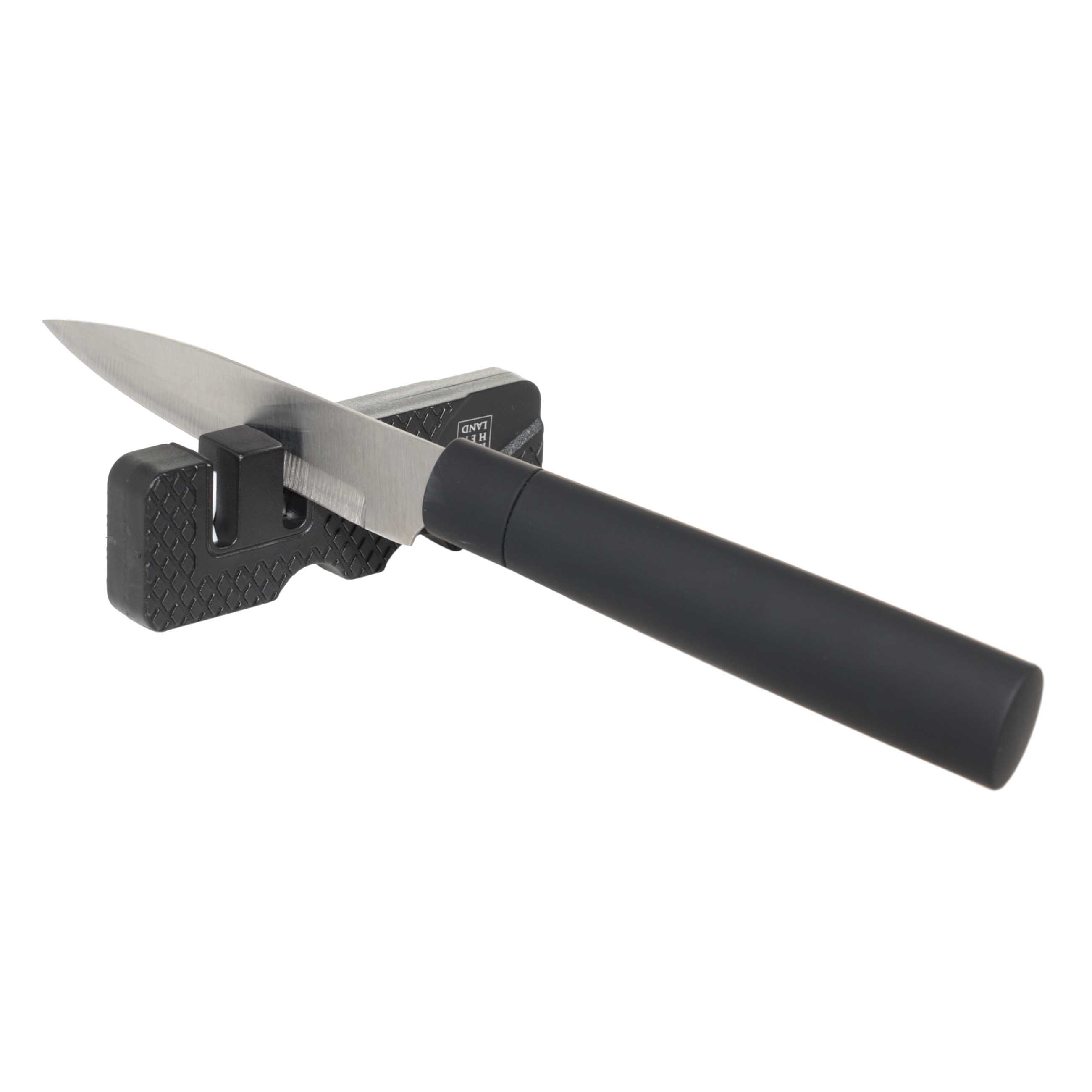 Точило для ножей, 9 см, два этапа заточки, пластик/керамика, черное, Extra-light black, image-2