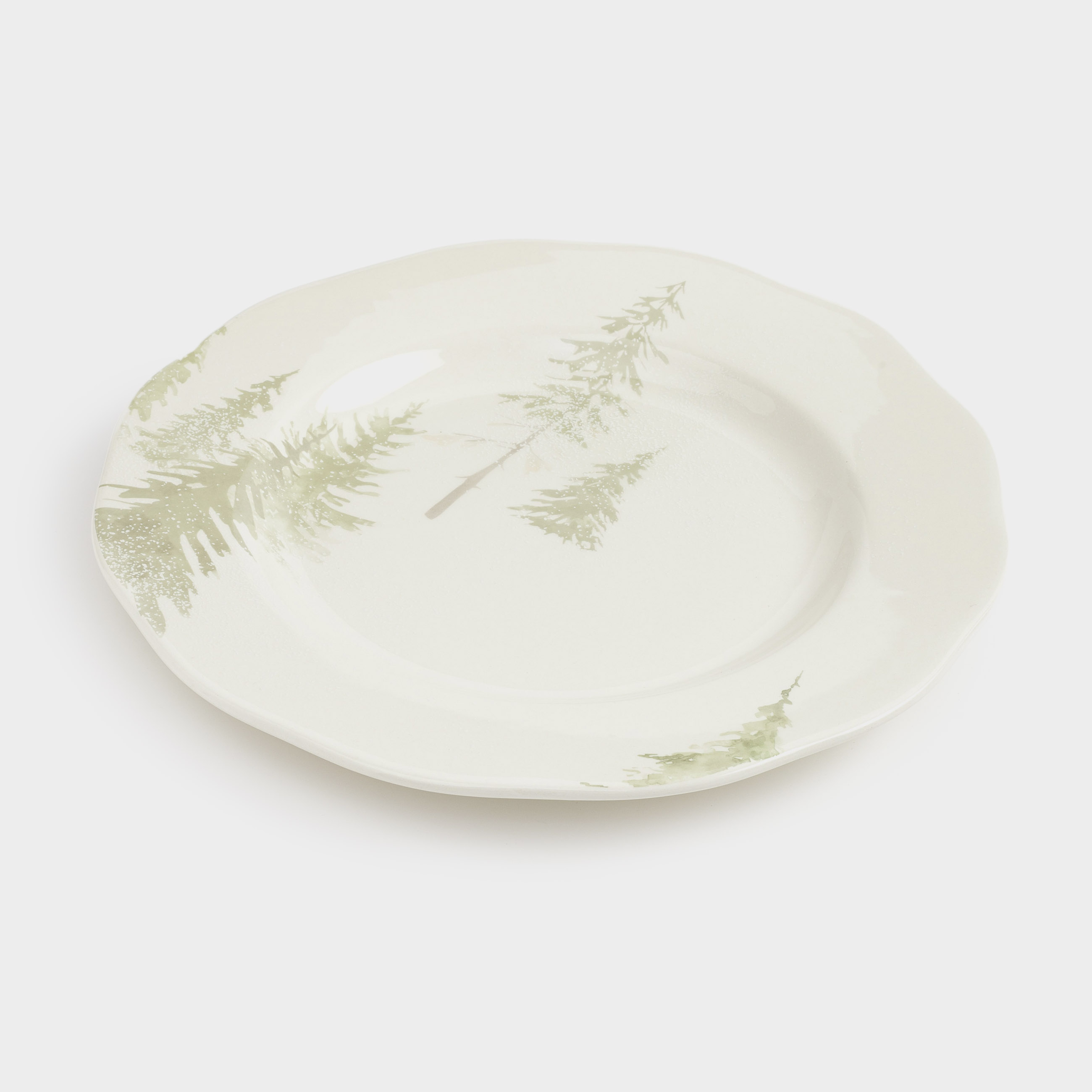 Тарелка обеденная, 26 см, керамика, белая, Заснеженные ели, Woodland story, image-1
