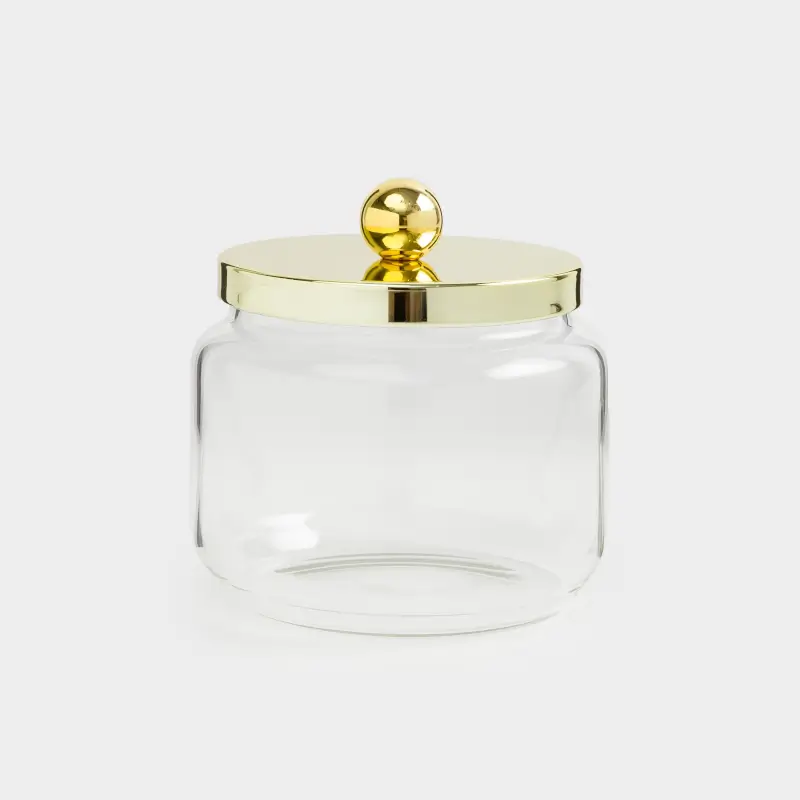 Сақтау ыдысы, 9х9 см, 300 мл, шыны/металл, алтын, Classic gold ,image-0