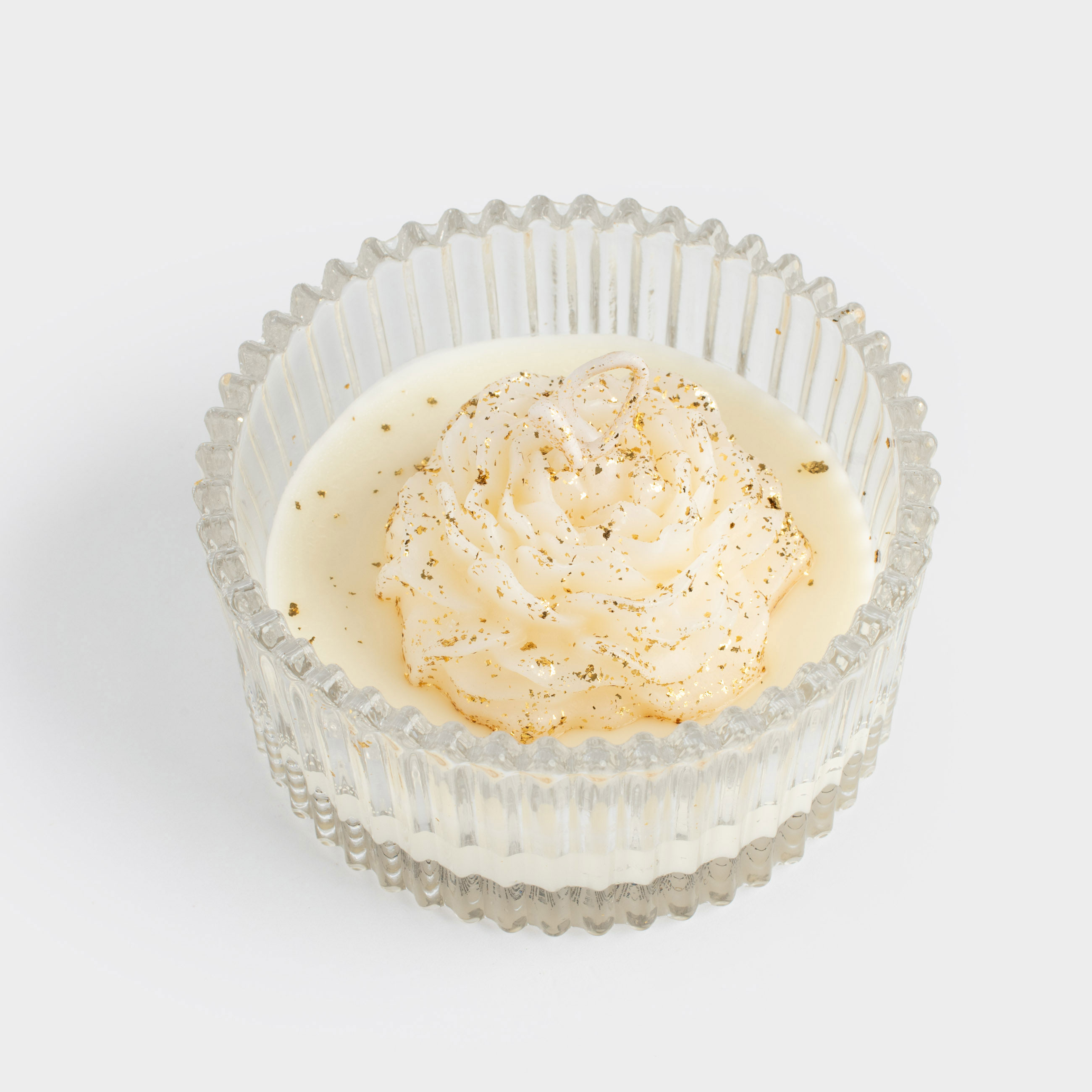 Свеча ароматическая, 8 см, с блестками, в подсвечнике, стекло, Coconut, Роза, Rose, image-1