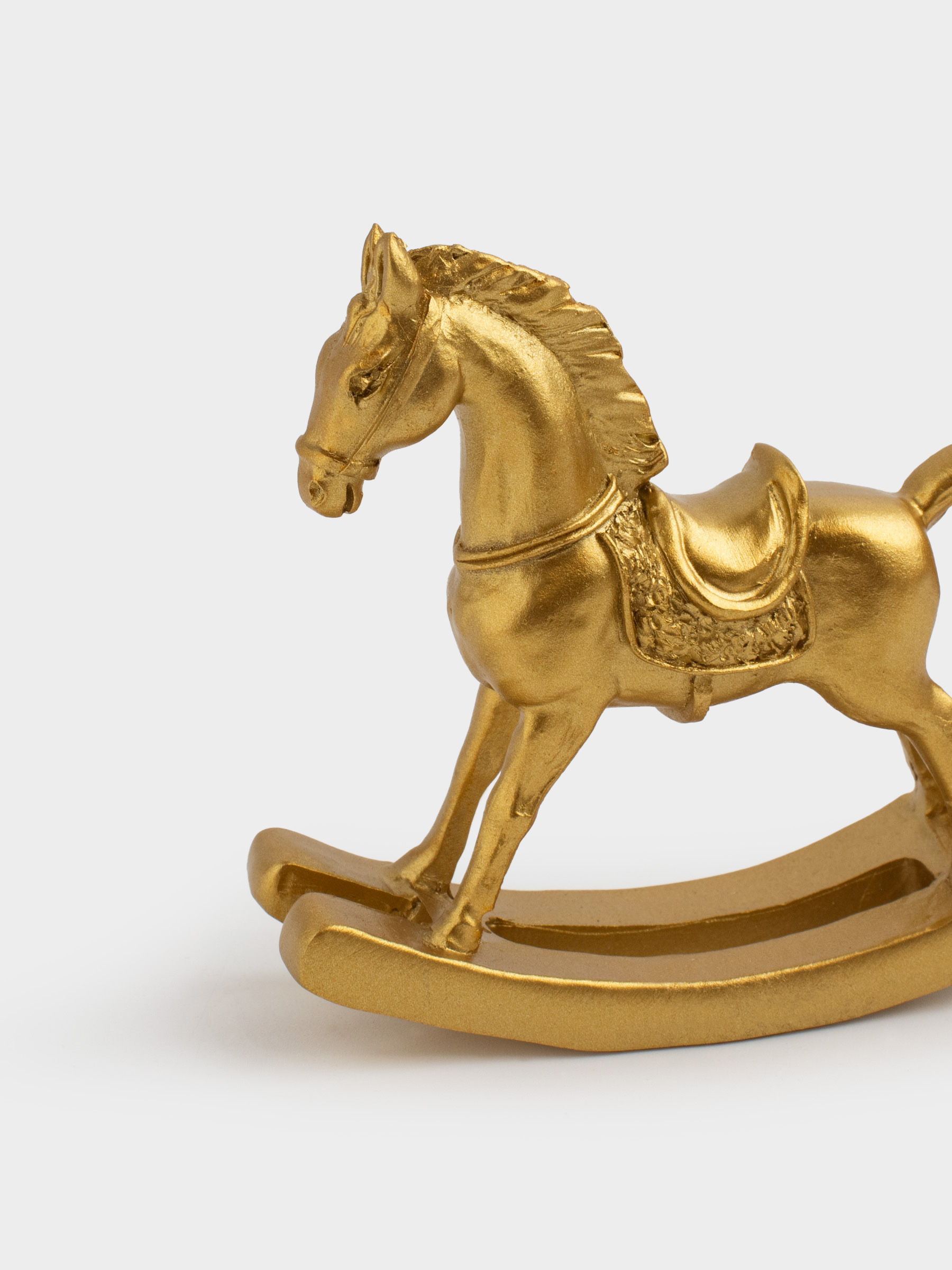 Мүсінше, 8 см, полирезин, алтын, Тербелетін ат, Horse gold, image-3