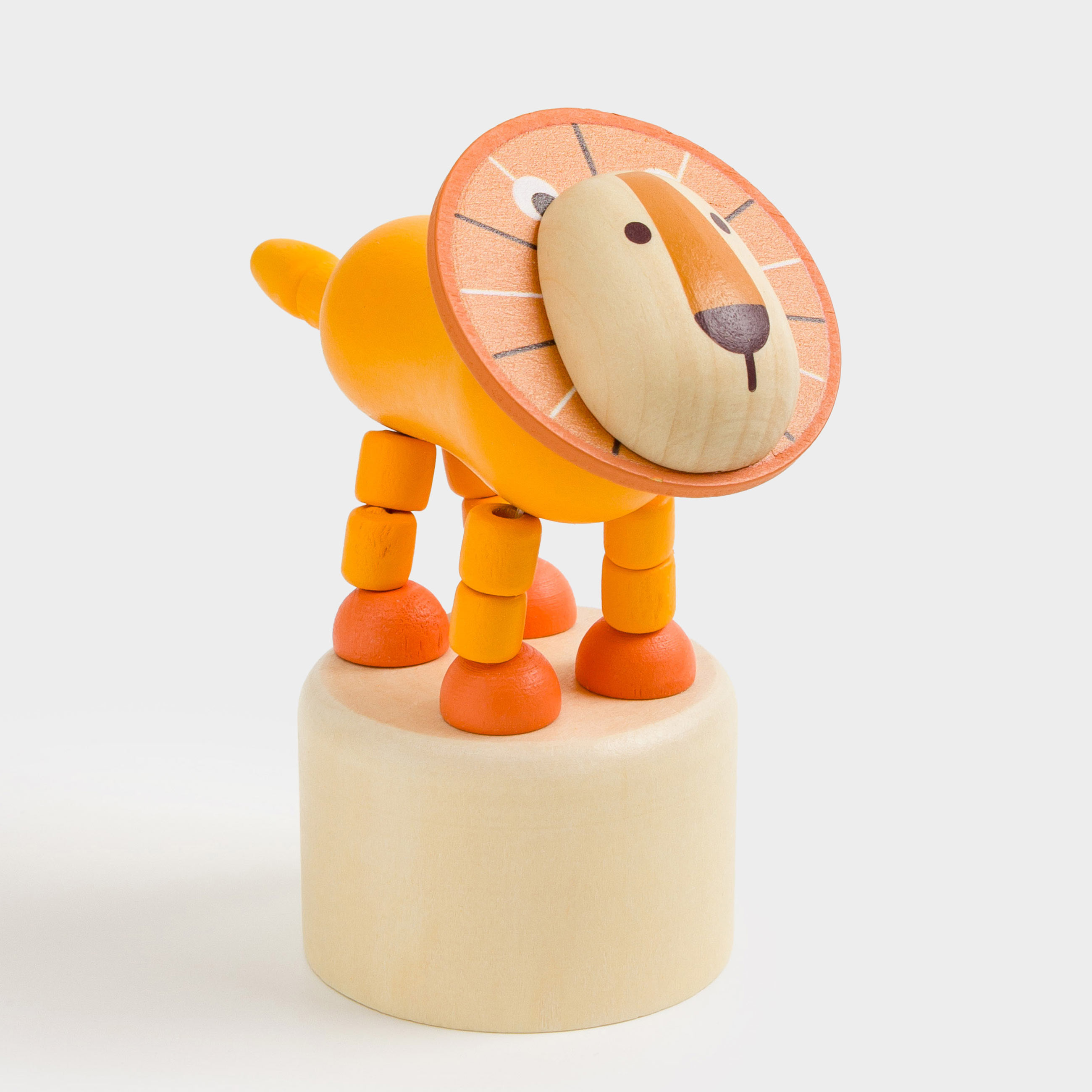 Игрушка, 9х4 см, дергунчик, дерево, желтая, Львенок, Leo, image-1