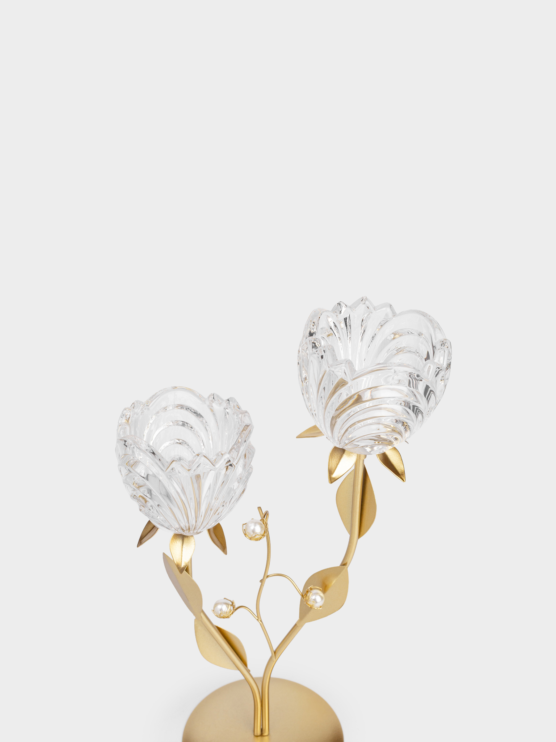 Подсвечник, 39 см, 2 чайные свечи, Цветы с бусинами, Fantastic flowers, image-1