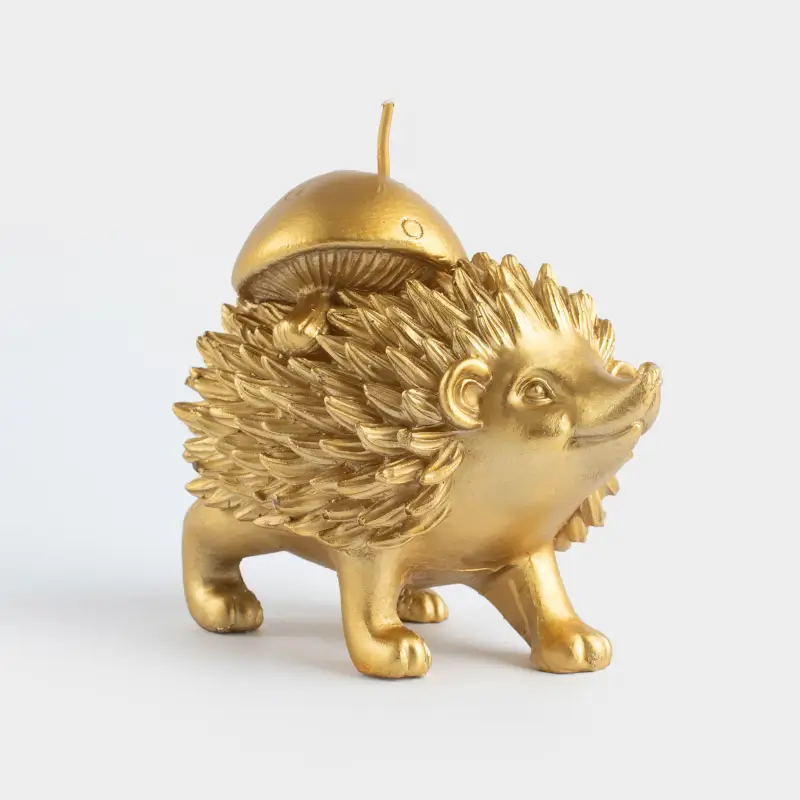Шам, 11х9 см, алтын түстес, саңырауқұлағы бар кірпі, Golden glow