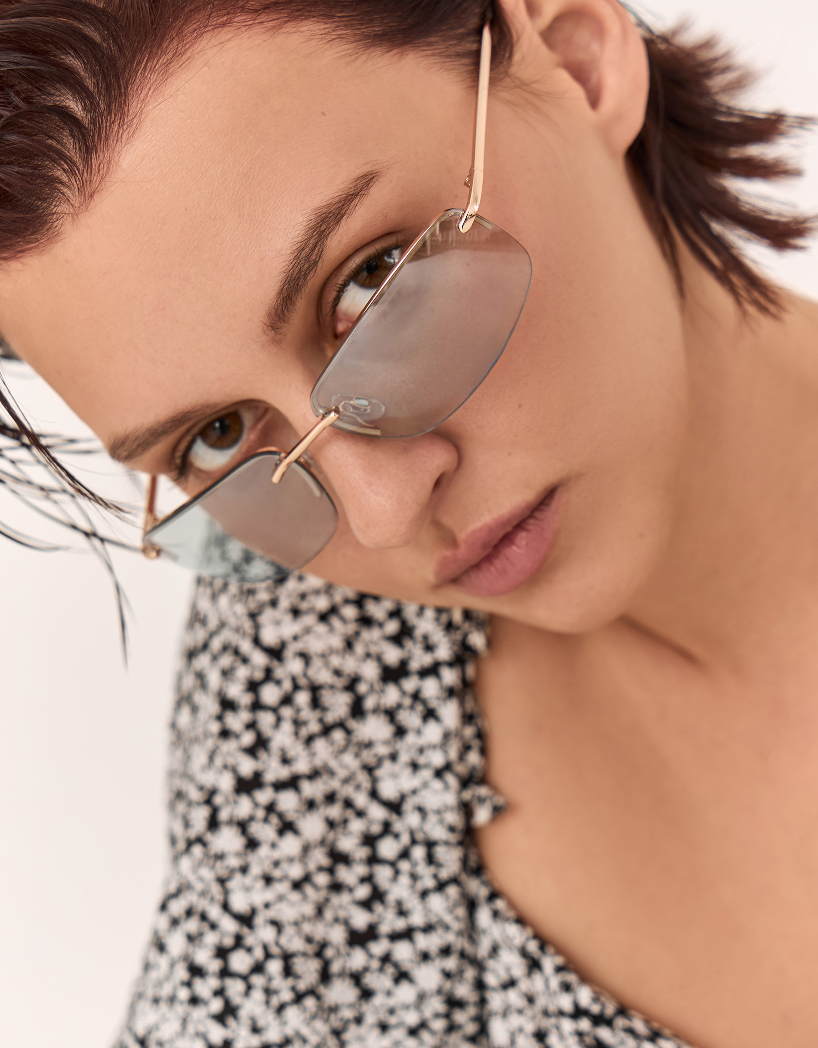 Очки солнцезащитные, металл/пластик, прямоугольные, серебристые, Eyewear, image-4