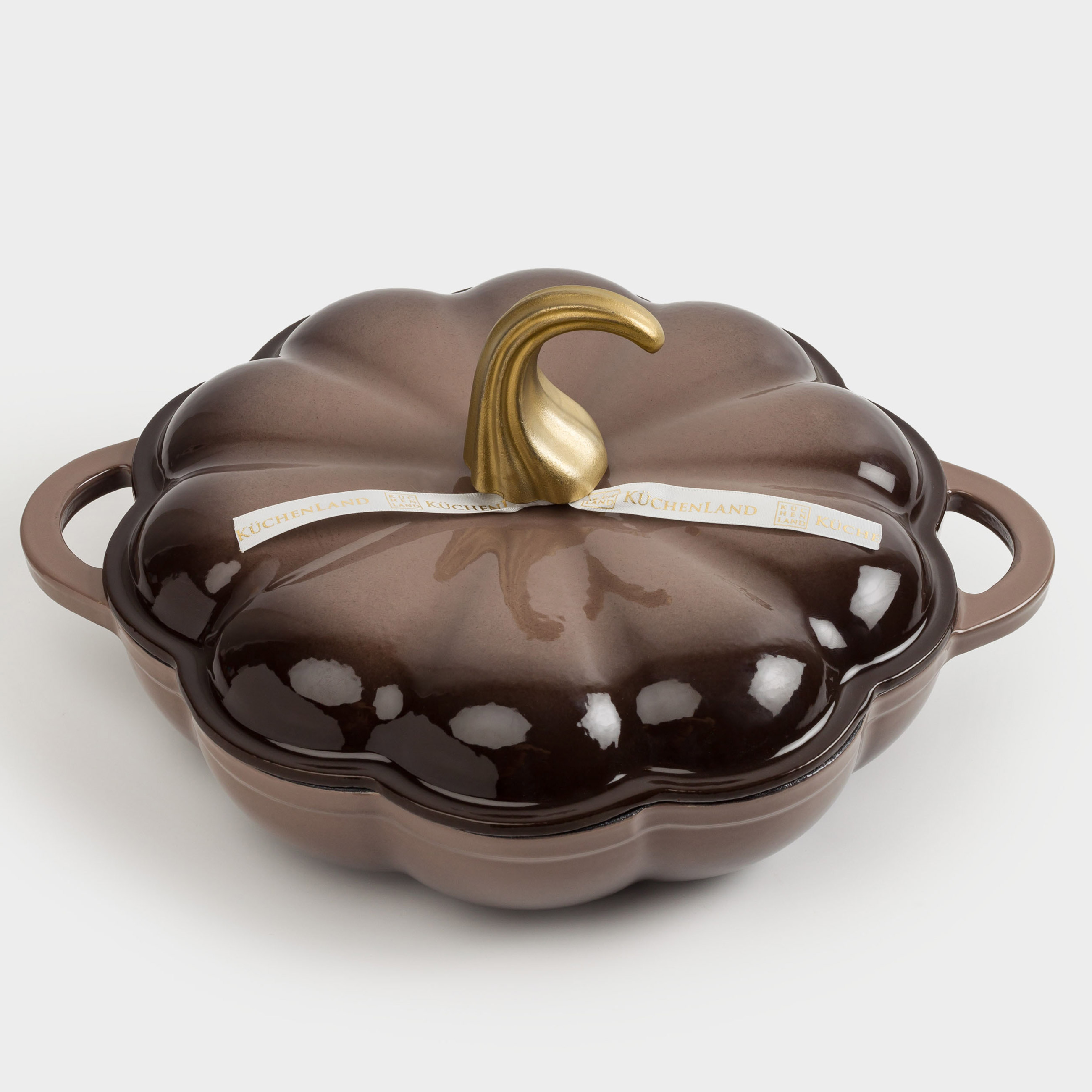 Сотейник, 26 см, 2,3 л, с крышкой, чугун, коричневый, Тыква, Gourd, image-7