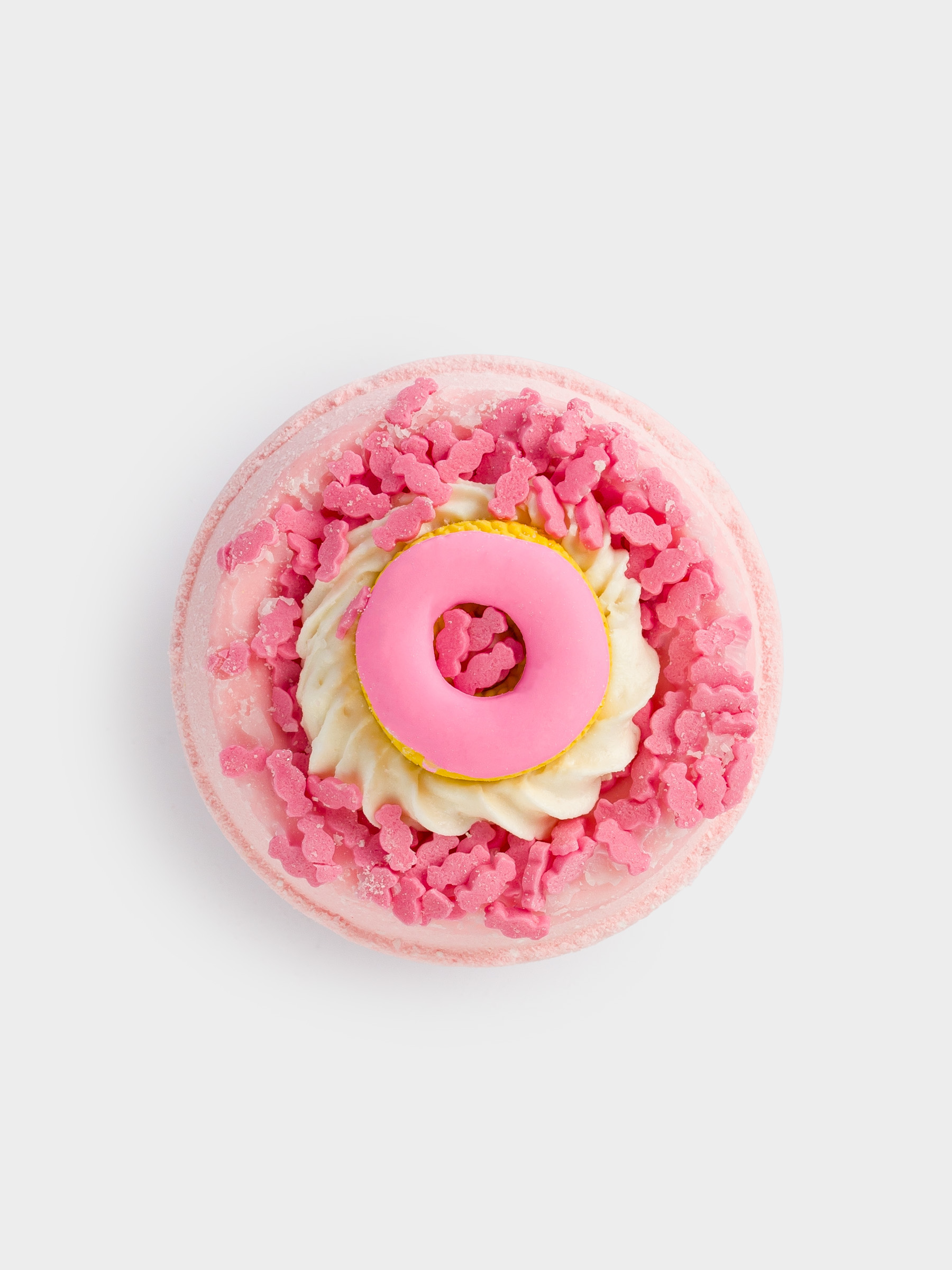 Бомбочка для ванны, 130 гр, с игрушкой, розовая, Клубничный йогурт, Пончик, Food spa, image-2