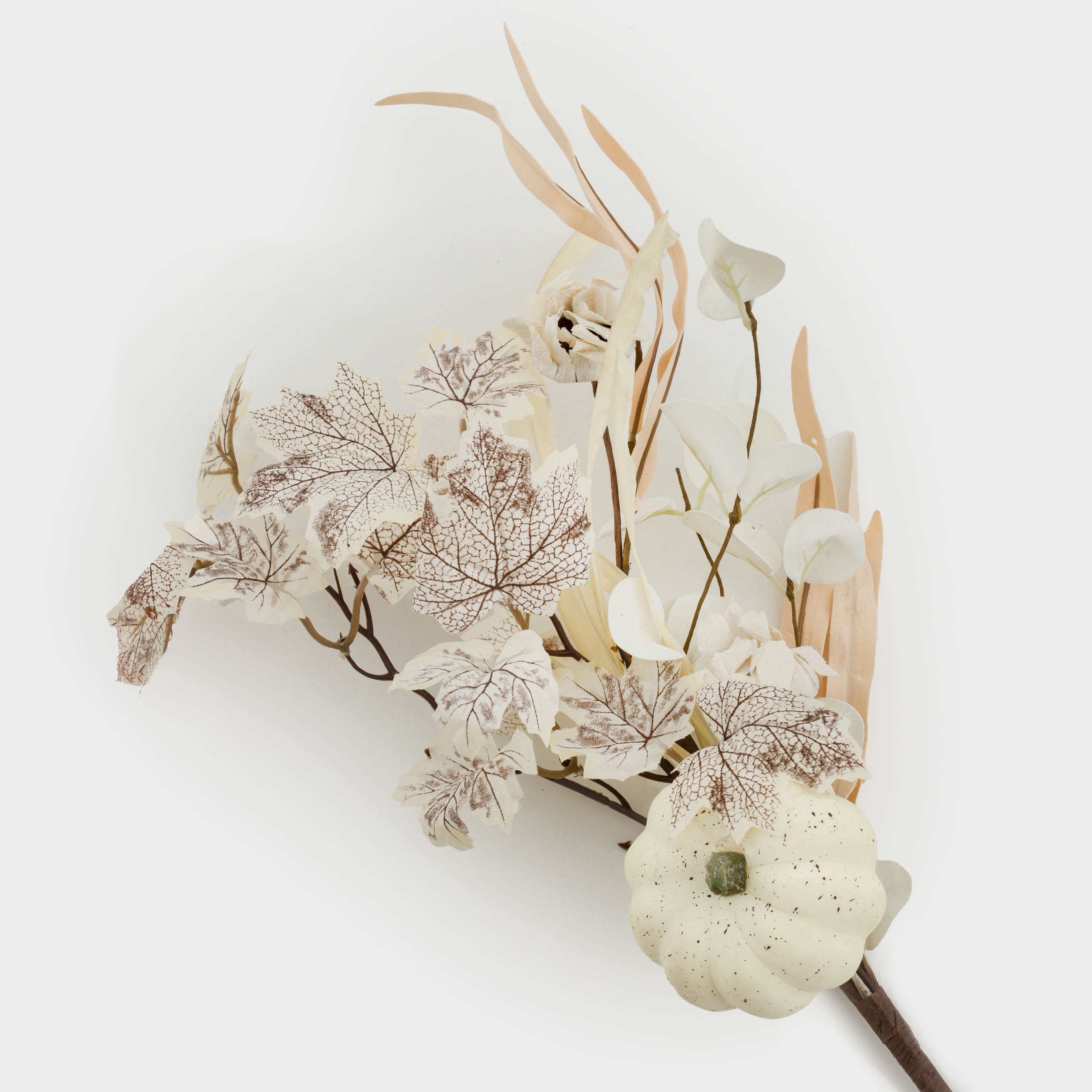 Сәндік бұтақ, 50 см, көбік/полиэстер, Ақ гүл шоғы, Golden glow decor, image-2