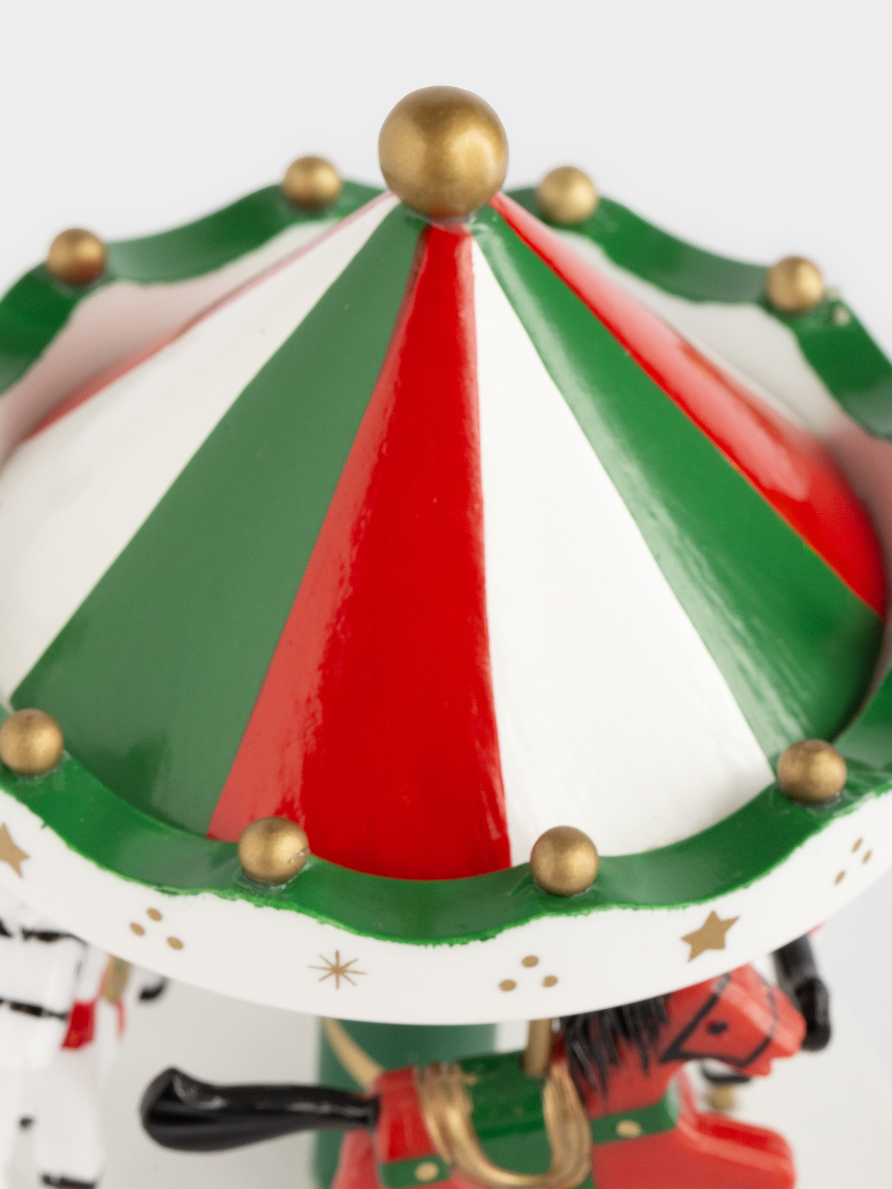 Статуэтка музыкальная, 19 см, заводная, МДФ, красная, Карусель с лошадками, Christmas style, image-2