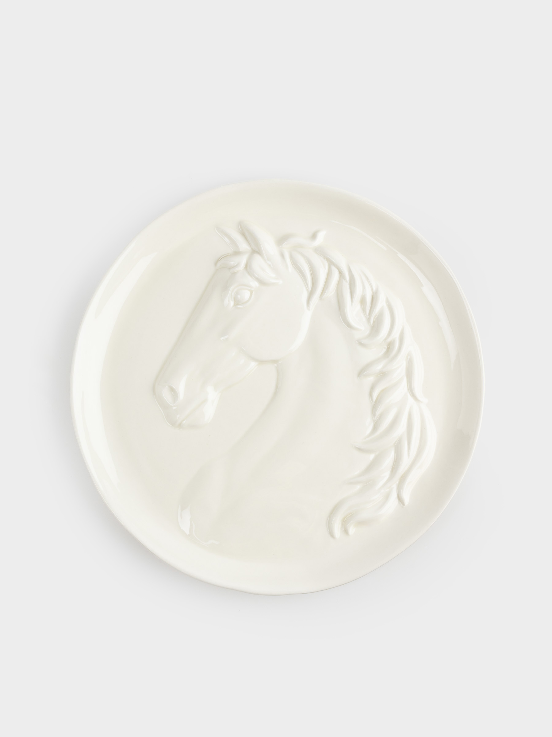 Ыдыс, 24 см, керамика, сүт түстес, Жылқы, Horse pattern, image-0