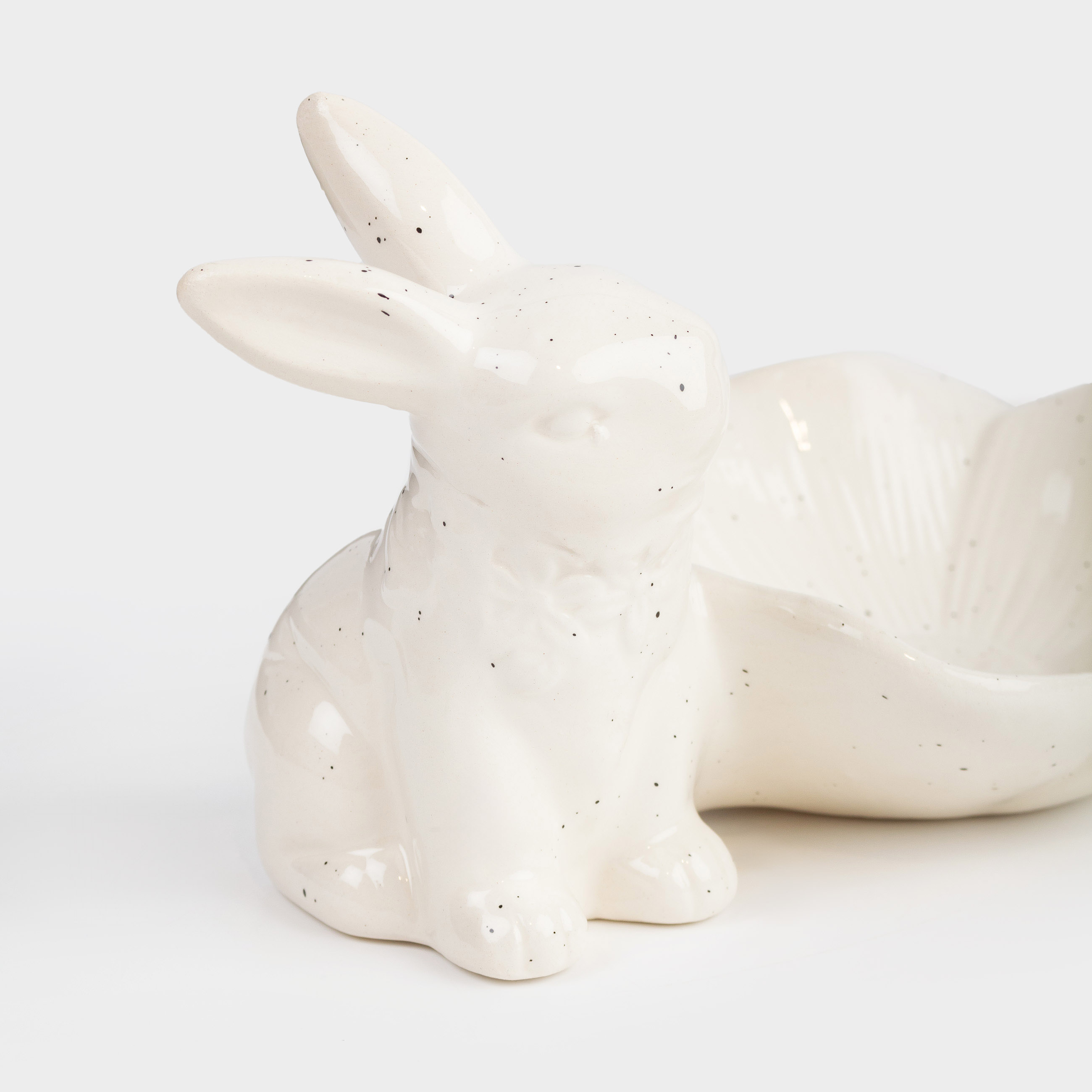 Пиала, 12х5 см, керамика, молочная, в крапинку, Кролик с цветком, Natural Easter, image-5