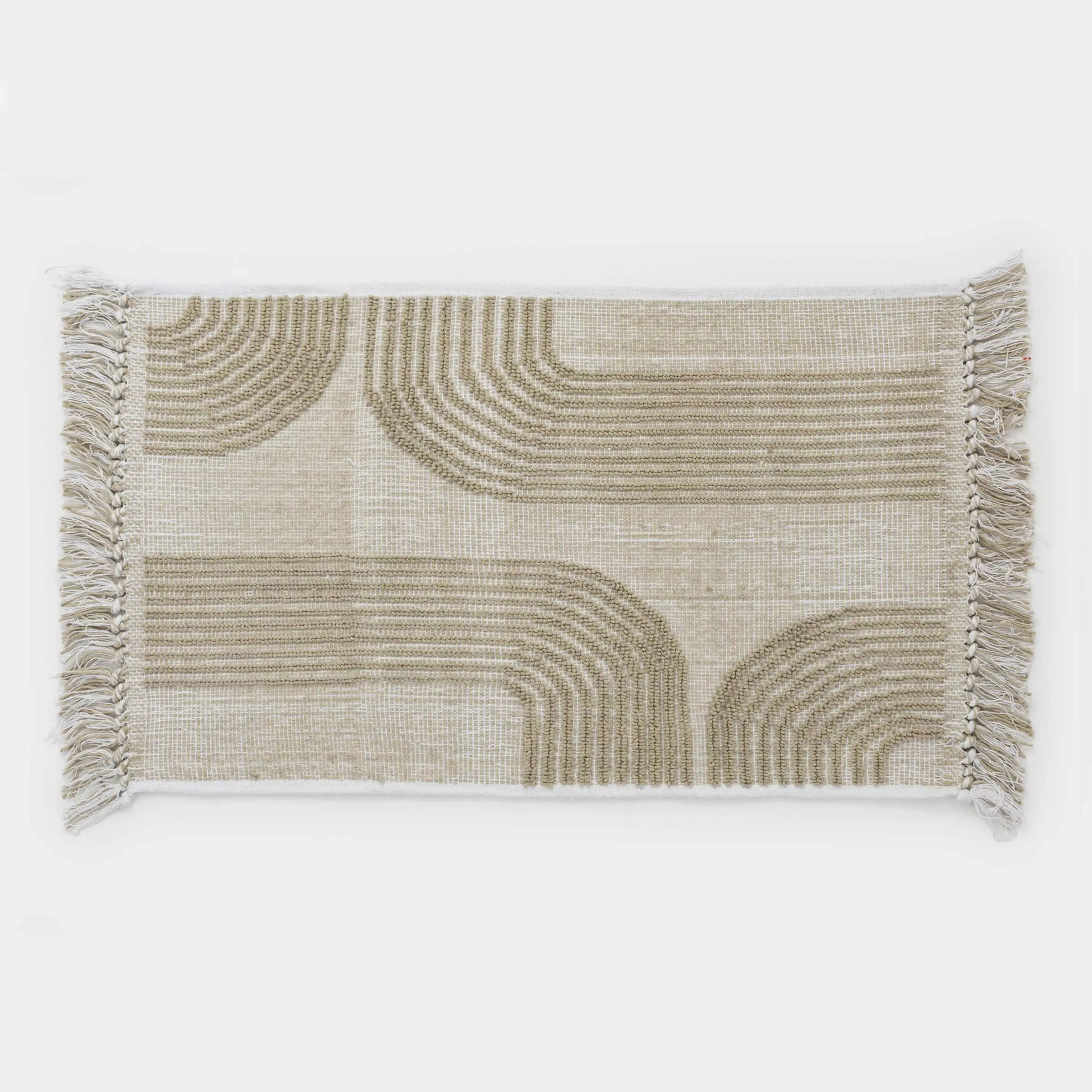 Кілемше, 50x80 см, шашағы бар, мақта, құмды, Дизайн, Textured