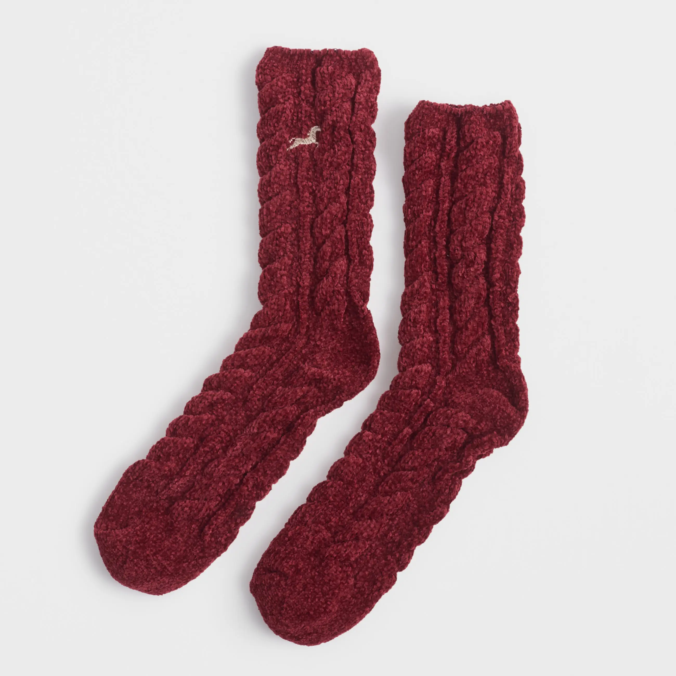 Носки женские, р. 36-38, шенилл, бордовые, Лошадь, Knitted chenill